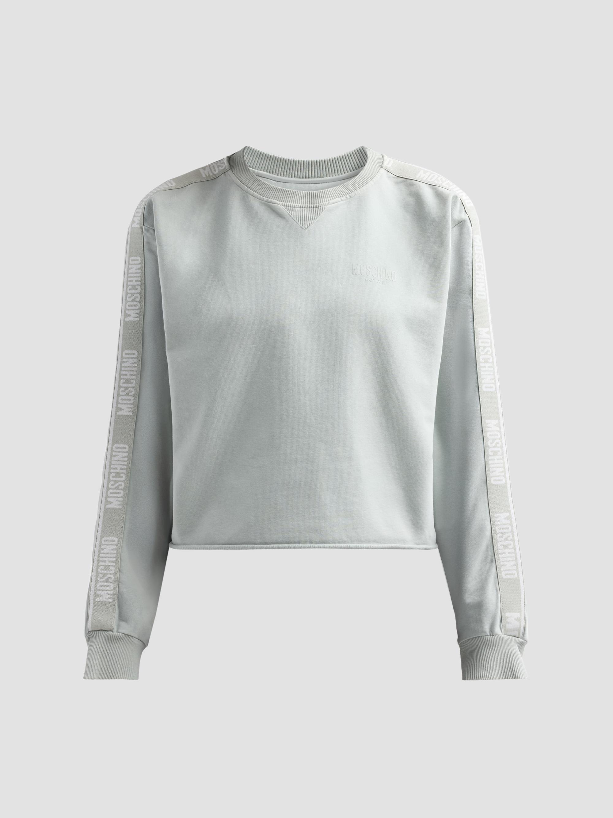 Moschino Women's Logo Stretch-Cotton Fleece Sweatshirt - Grey | Thumbnail 6