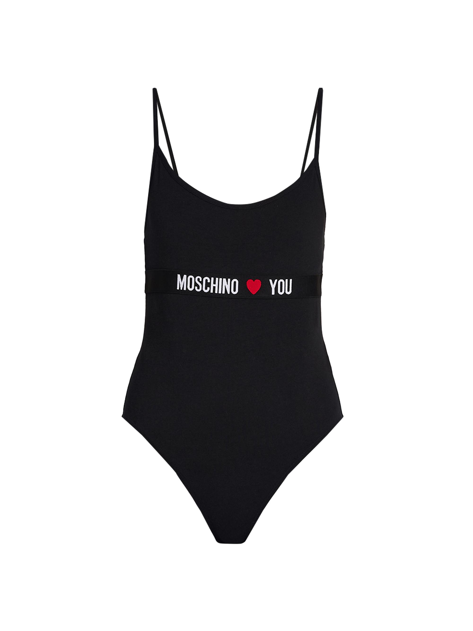 Moschino Women's " Loves You" Stretch-Cotton Jersey Bodysuit - Black - Women's Clothing