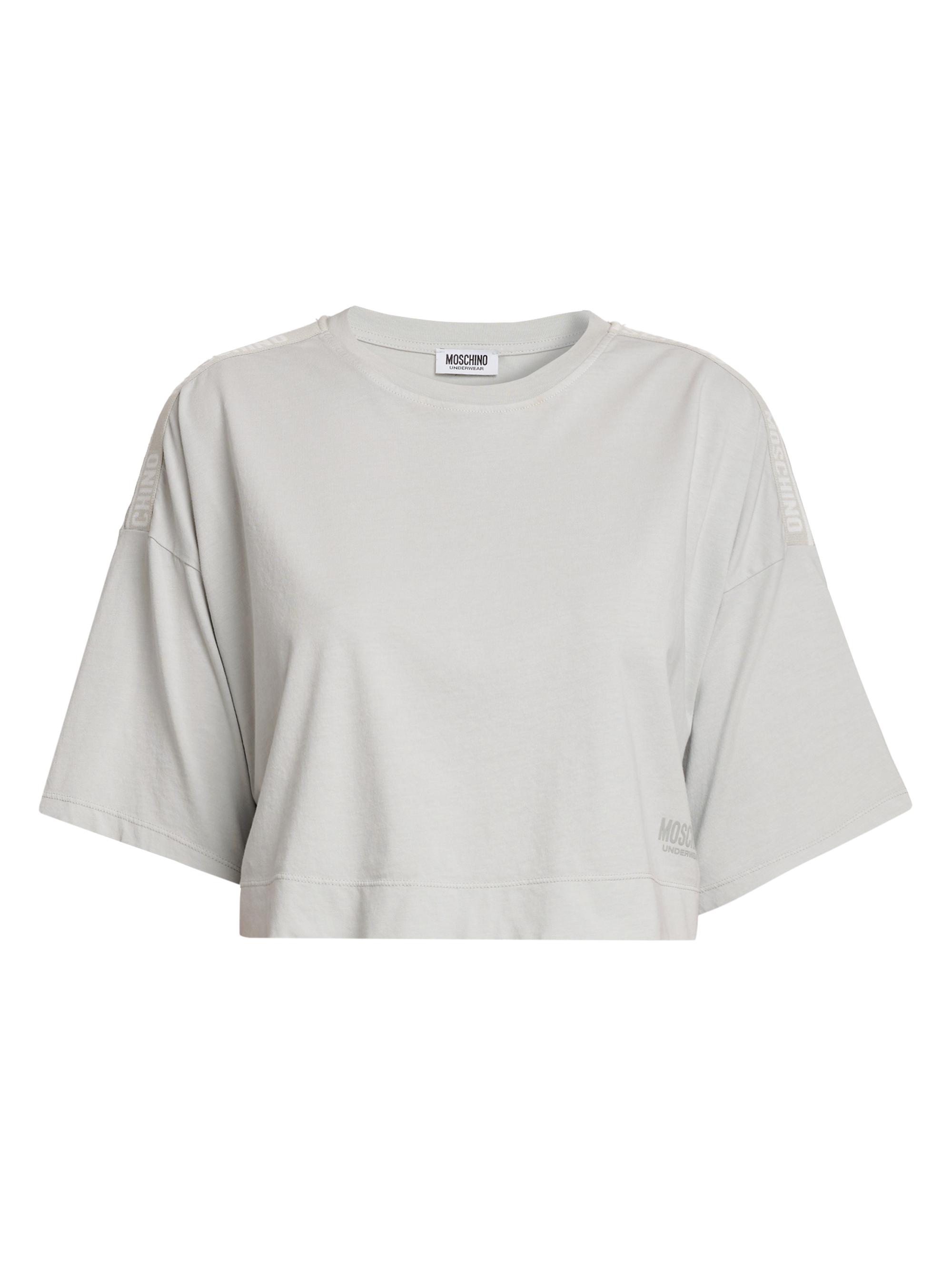 Moschino Women's Cotton Crop T-Shirt - Grey - Women's Clothing