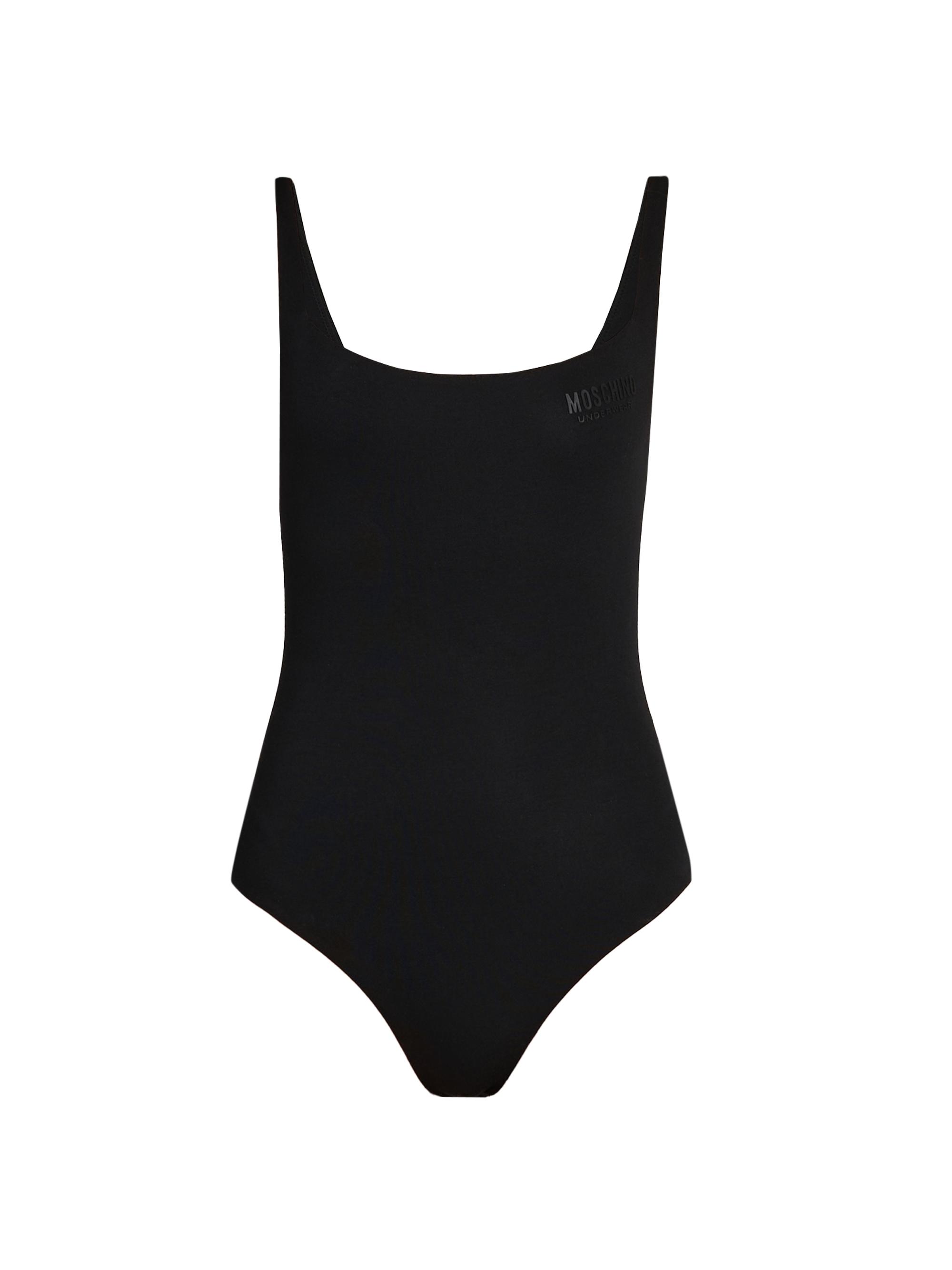 Moschino Women's Logo Stretch-Cotton Scoopneck Bodysuit - Black - Women's Clothing