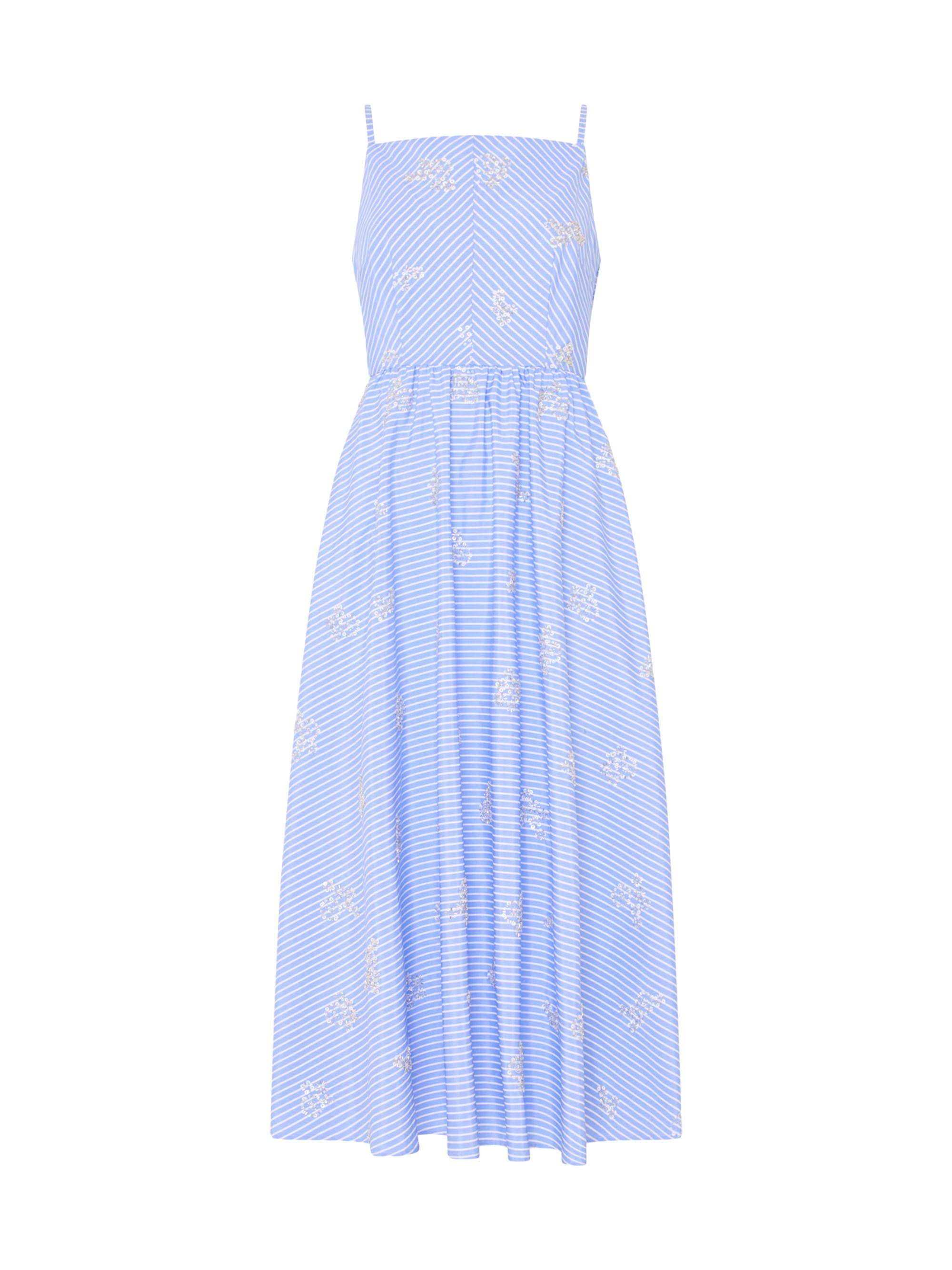 Milly Elodie Striped Embroidered Jacquard Midi-Dress | Saks Fifth