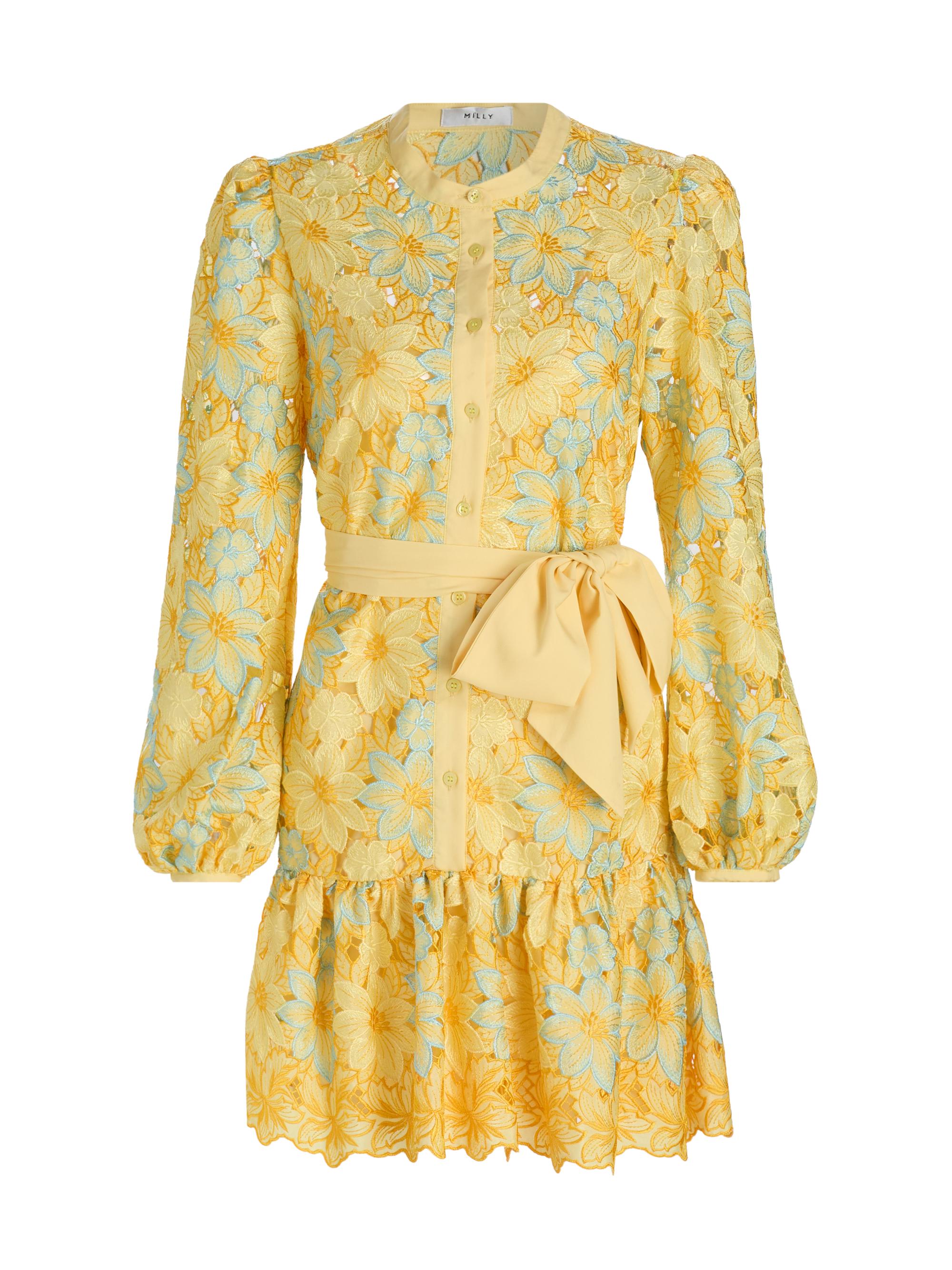 Nellie Bow-Detail Floral Lace Minidress