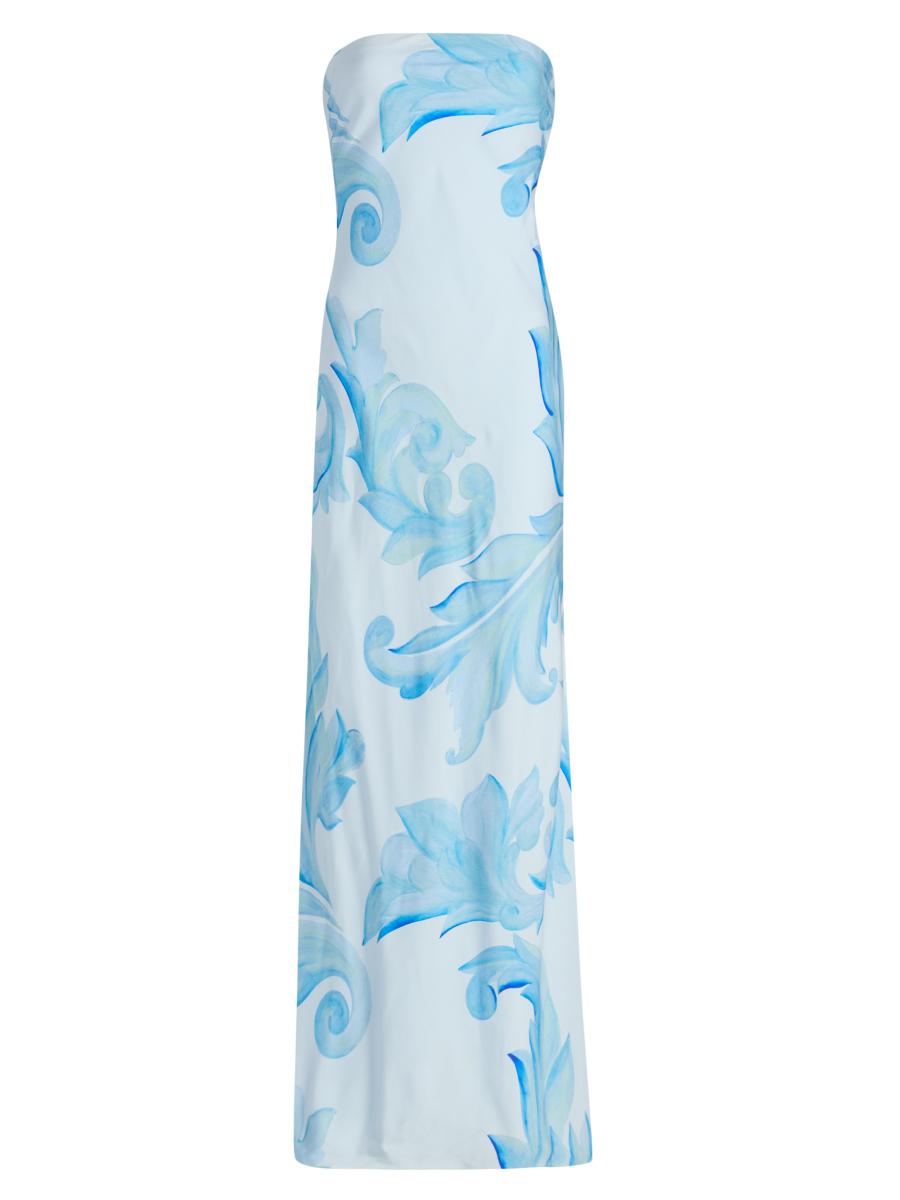 milly flowers of spain linen dress in blue & white Fabric Blue White Linen Dress MILLY Flowers Of Spain Linen Dress In Blue  White REVOLVE