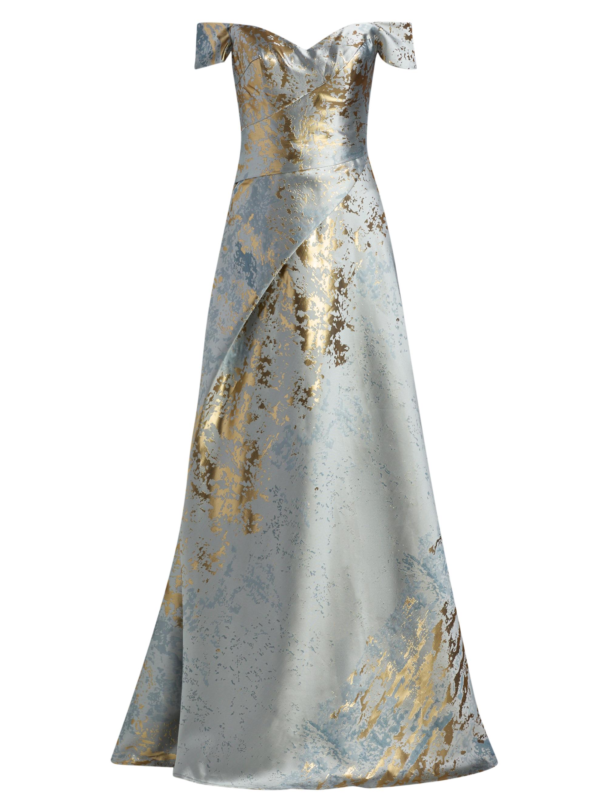 Rene Ruiz Collection Women's Metallic Jacquard Ball Gown - Slate Gold