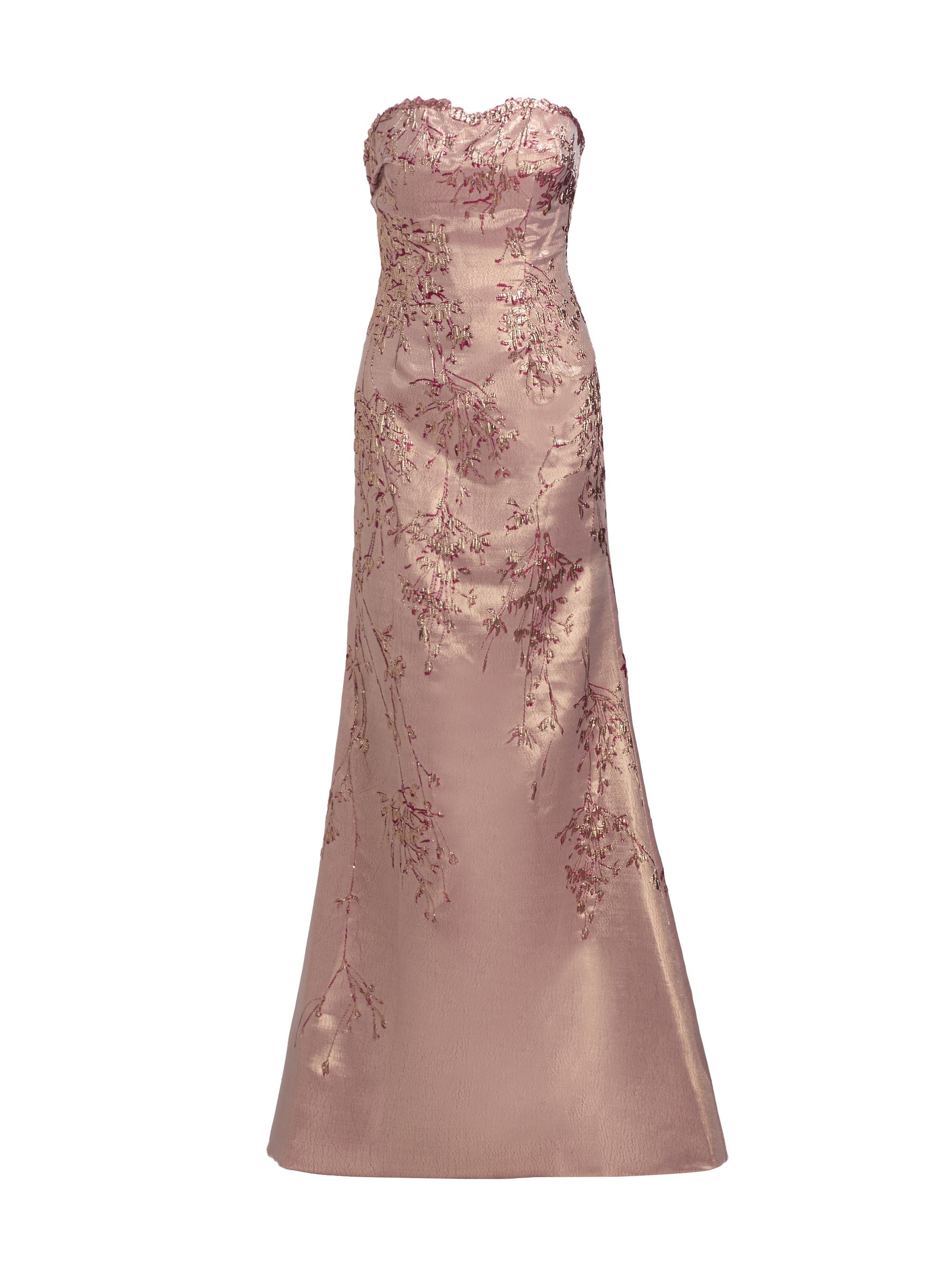 Rene Ruiz Collection Women's Metallic Jacquard Trumpet Gown - Pink