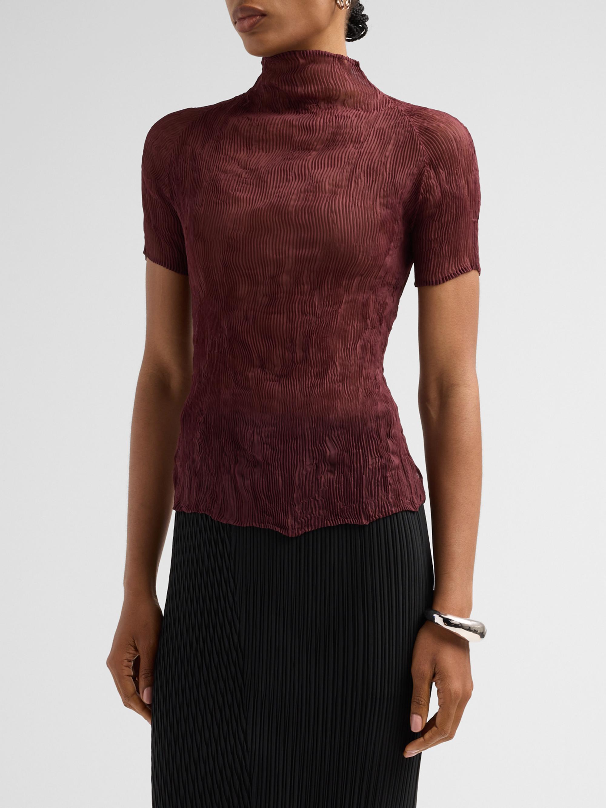 Issey Miyake Chiffon Twist Rib-Knit Top | Saks Fifth Avenue