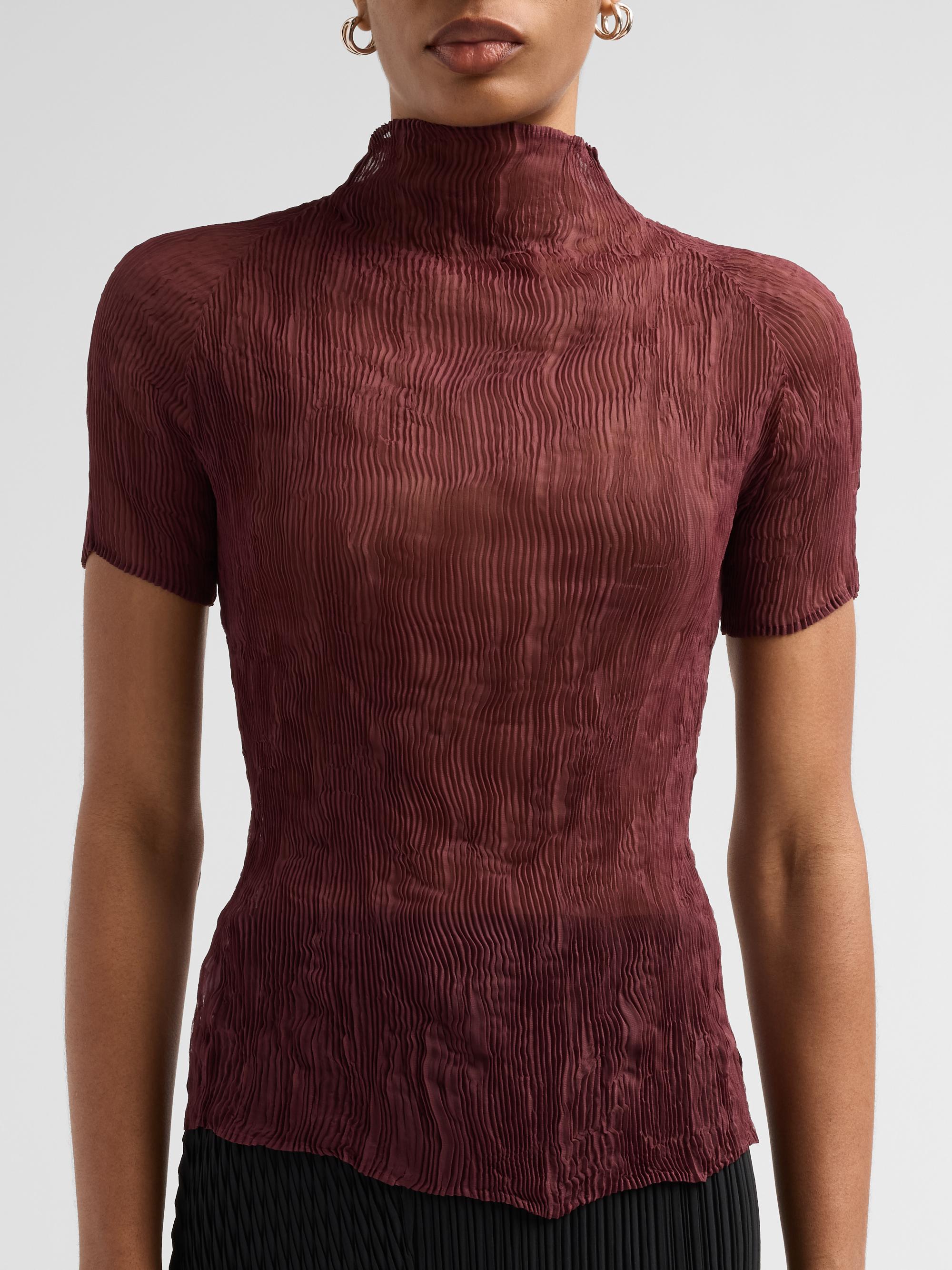 Issey Miyake Chiffon Twist Rib-Knit Top | Saks Fifth Avenue