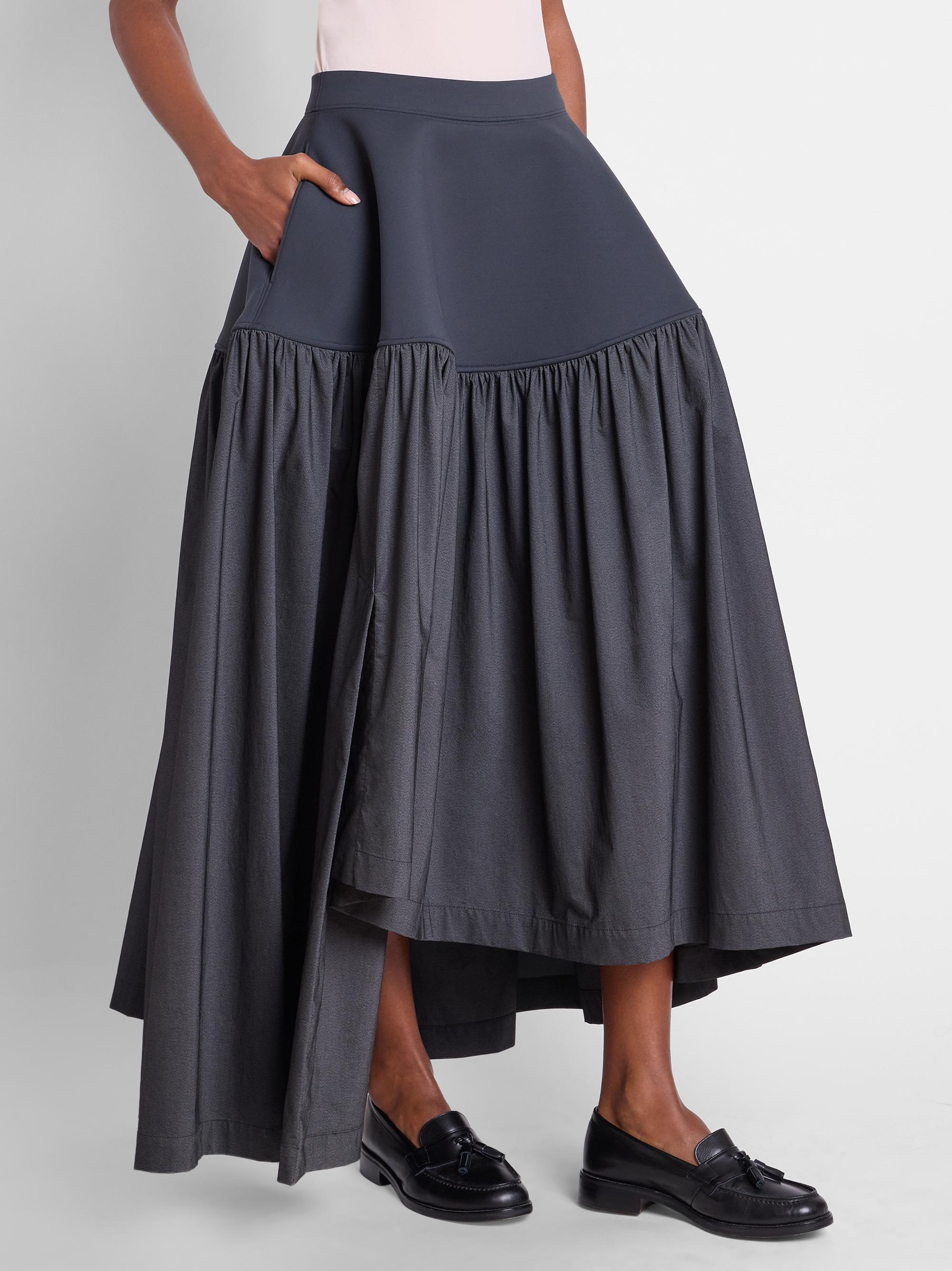 Issey Miyake Mute Mixed-Media Pleated High-Low Skirt | Saks Fifth