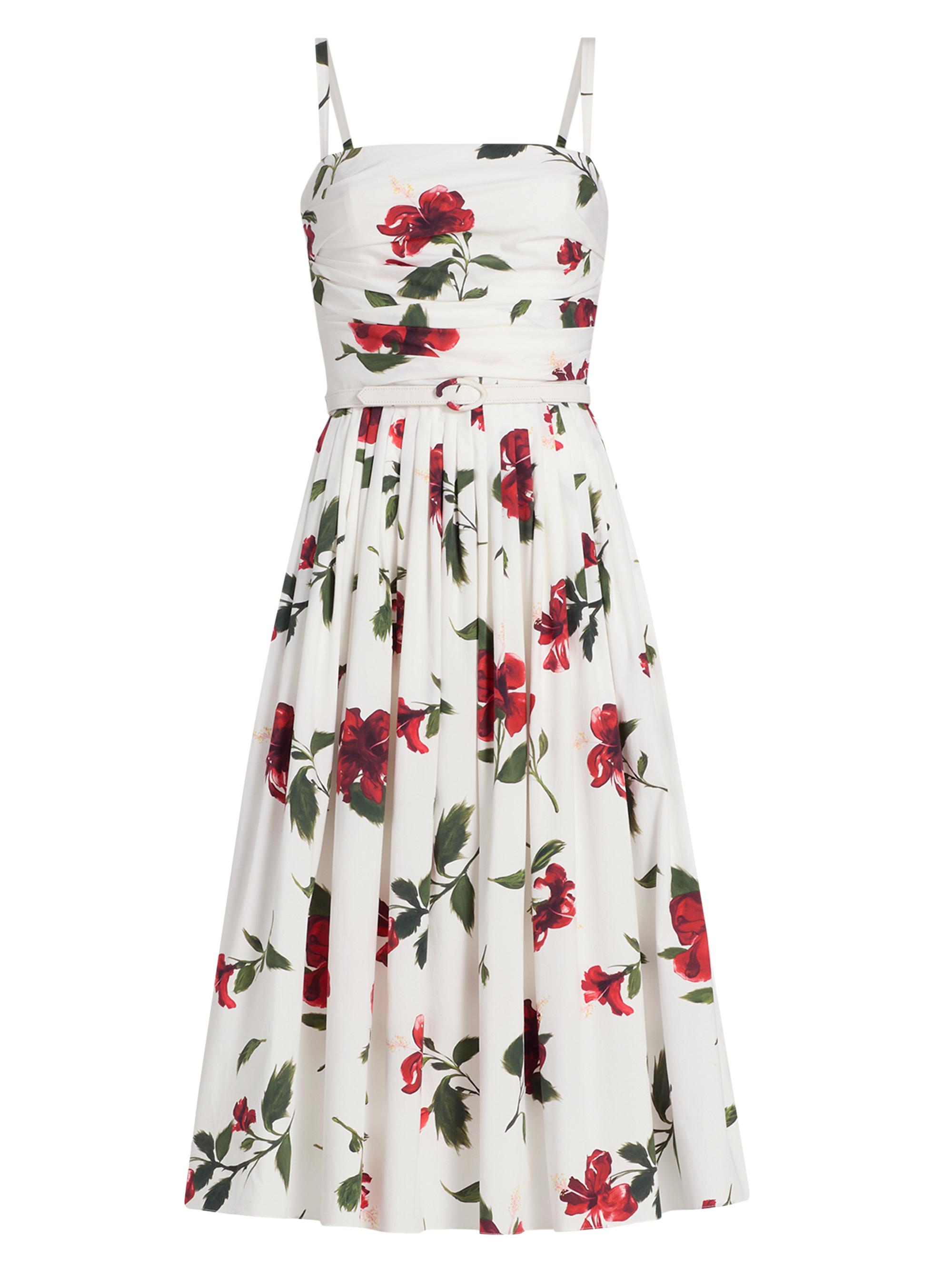 Oscar de la Renta Hibiscus Cotton Poplin Belted Midi-Dress | Saks Fifth  Avenue
