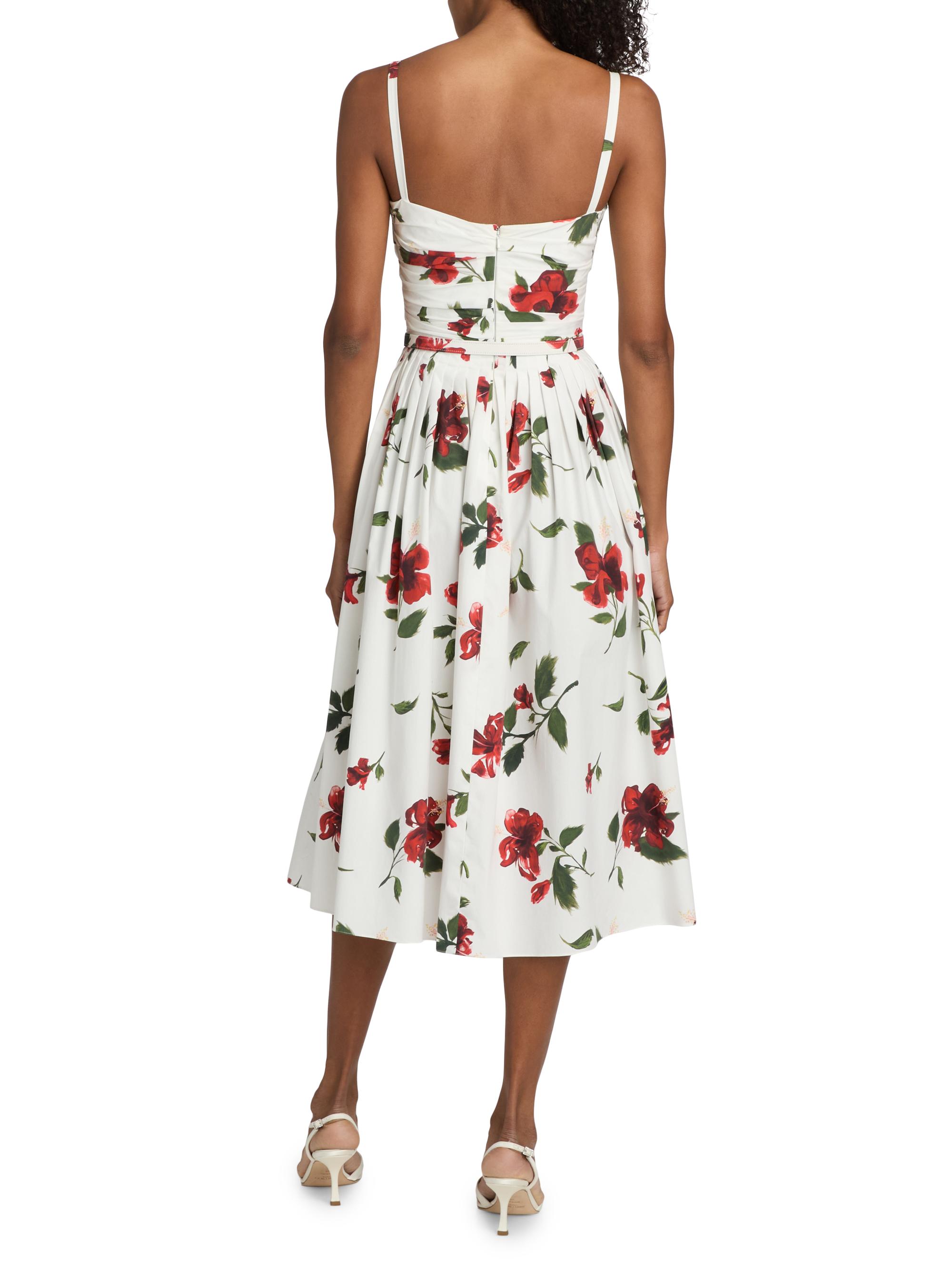 Oscar de la Renta Hibiscus Cotton Poplin Belted Midi-Dress | Saks Fifth  Avenue