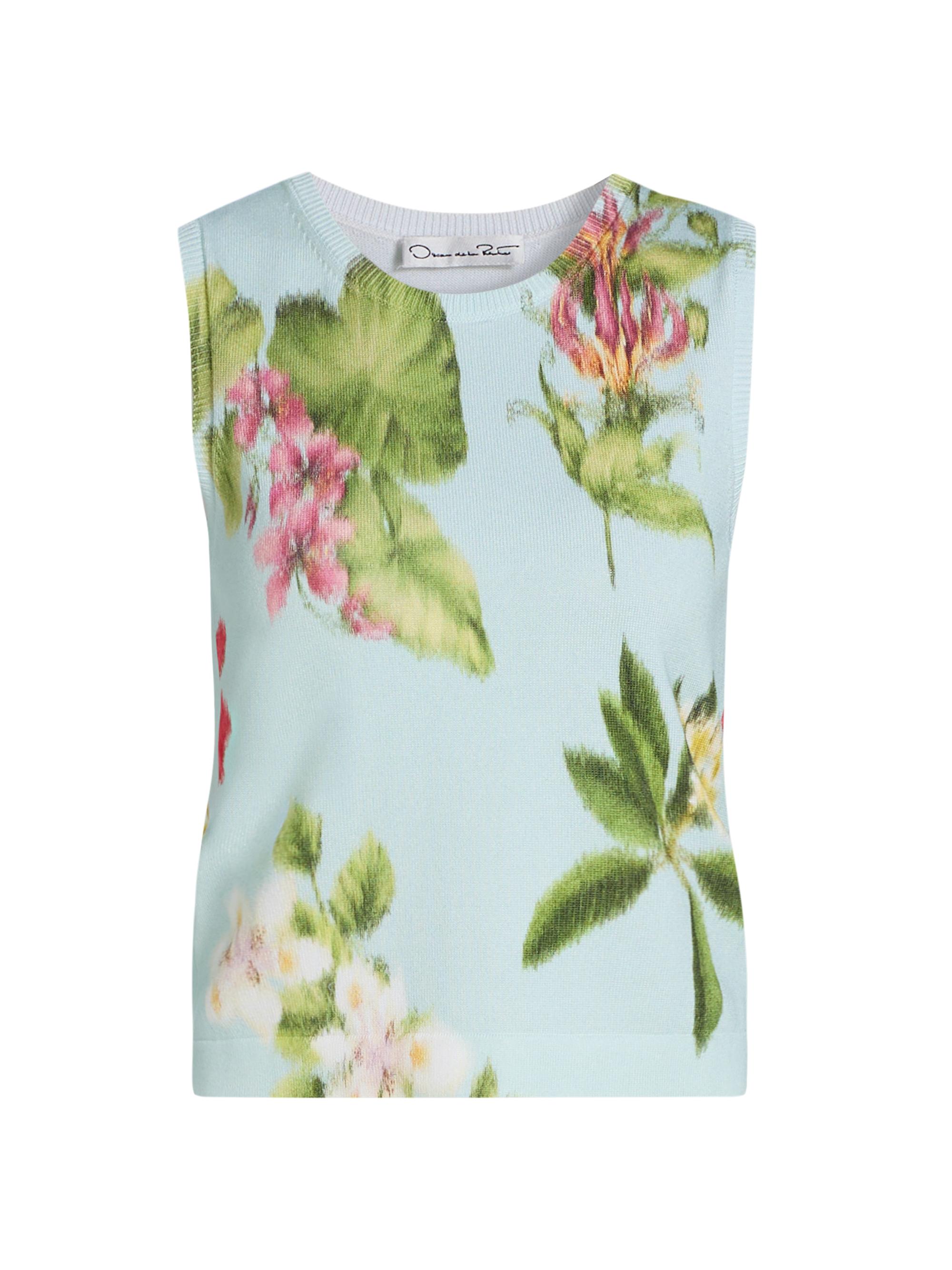 Oscar de la Renta Women's Printed Chiné Flower Knit Tank - Saltwater Multi | Thumbnail 8