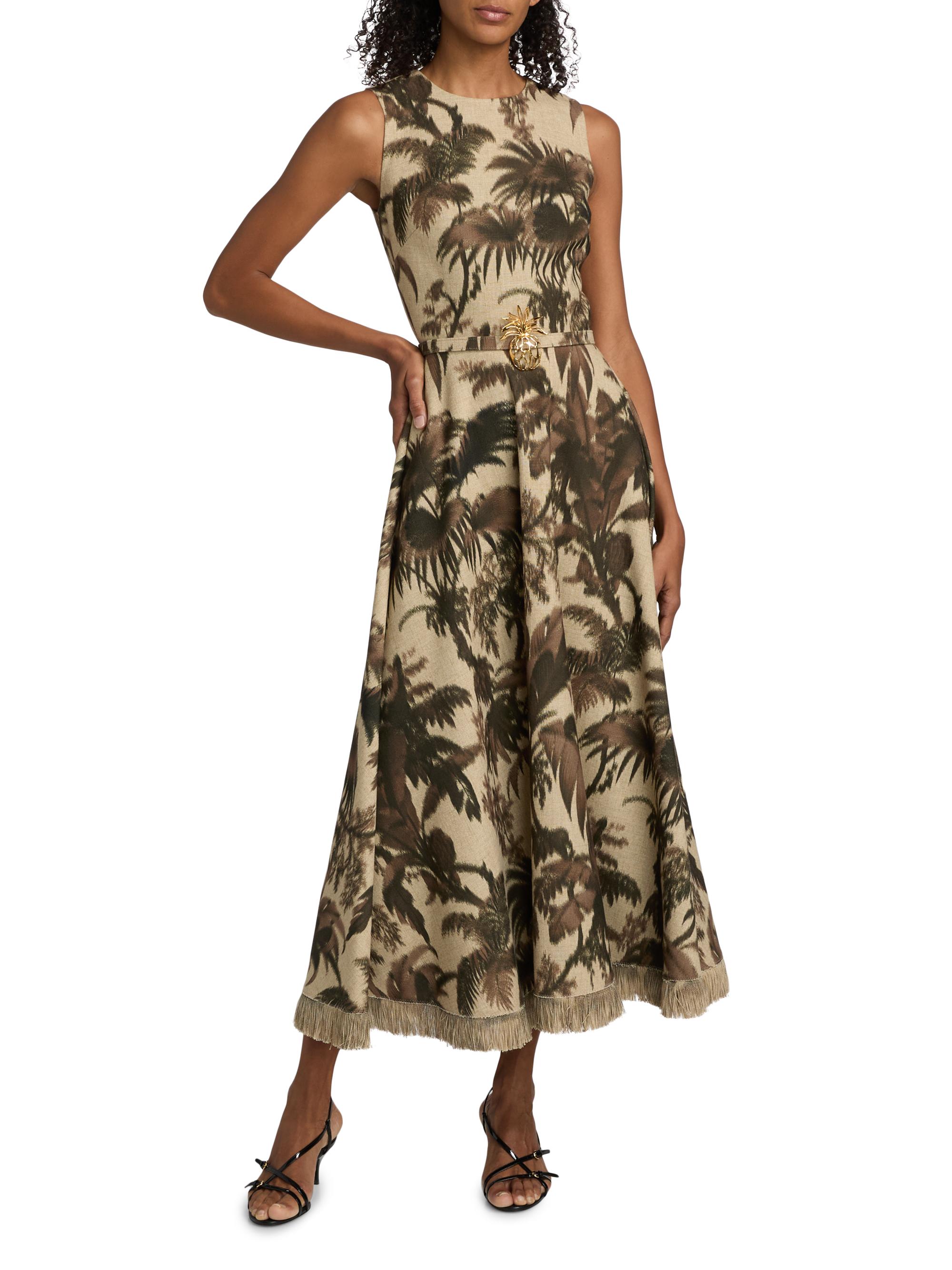 knee length dresses for ladies Printed Floral Crepe de Chine Tiered Maxi Dress main image 1