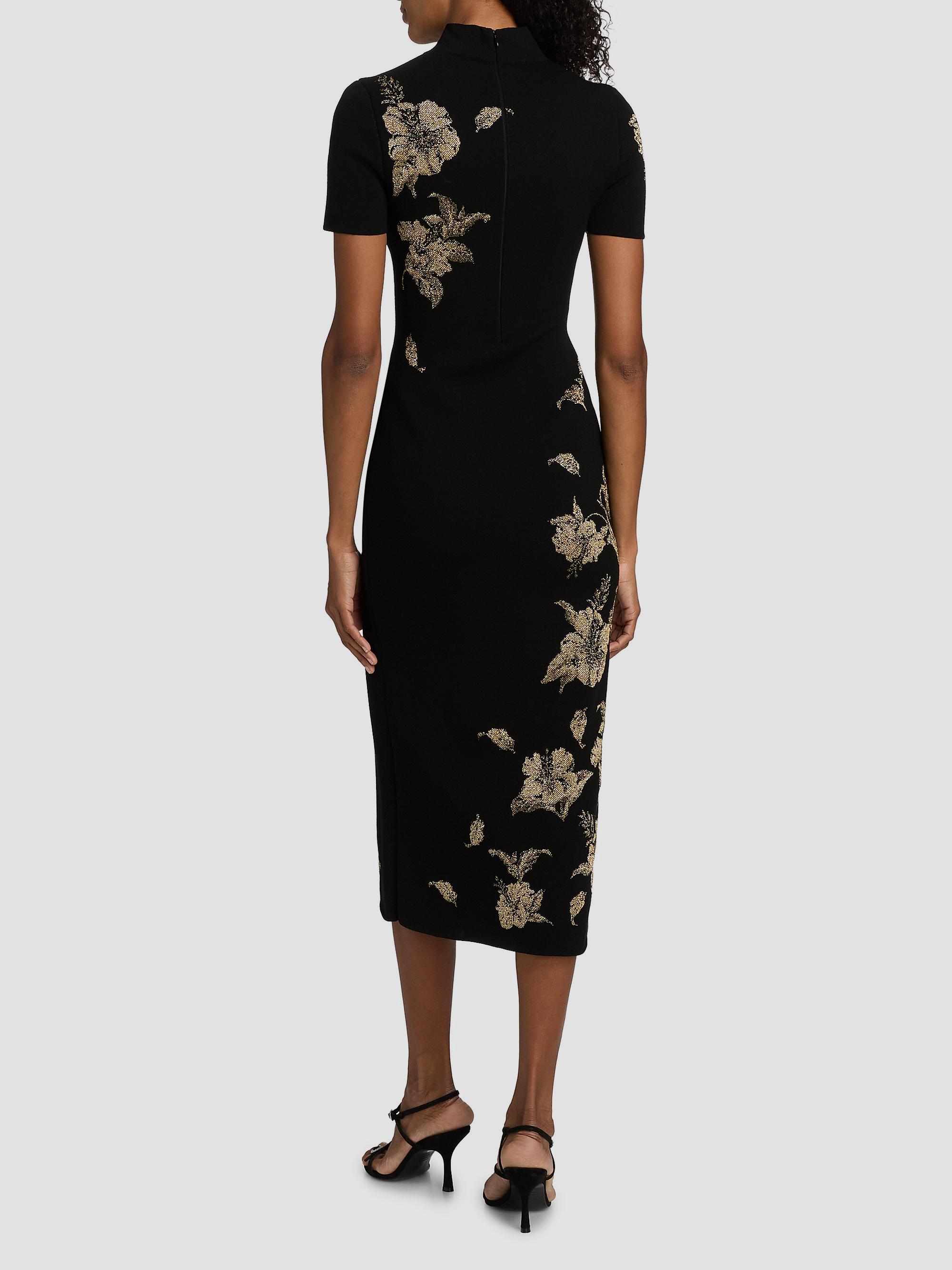 Oscar de la Renta Hibiscus Metallic Jacquard Cocktail Dress | Saks