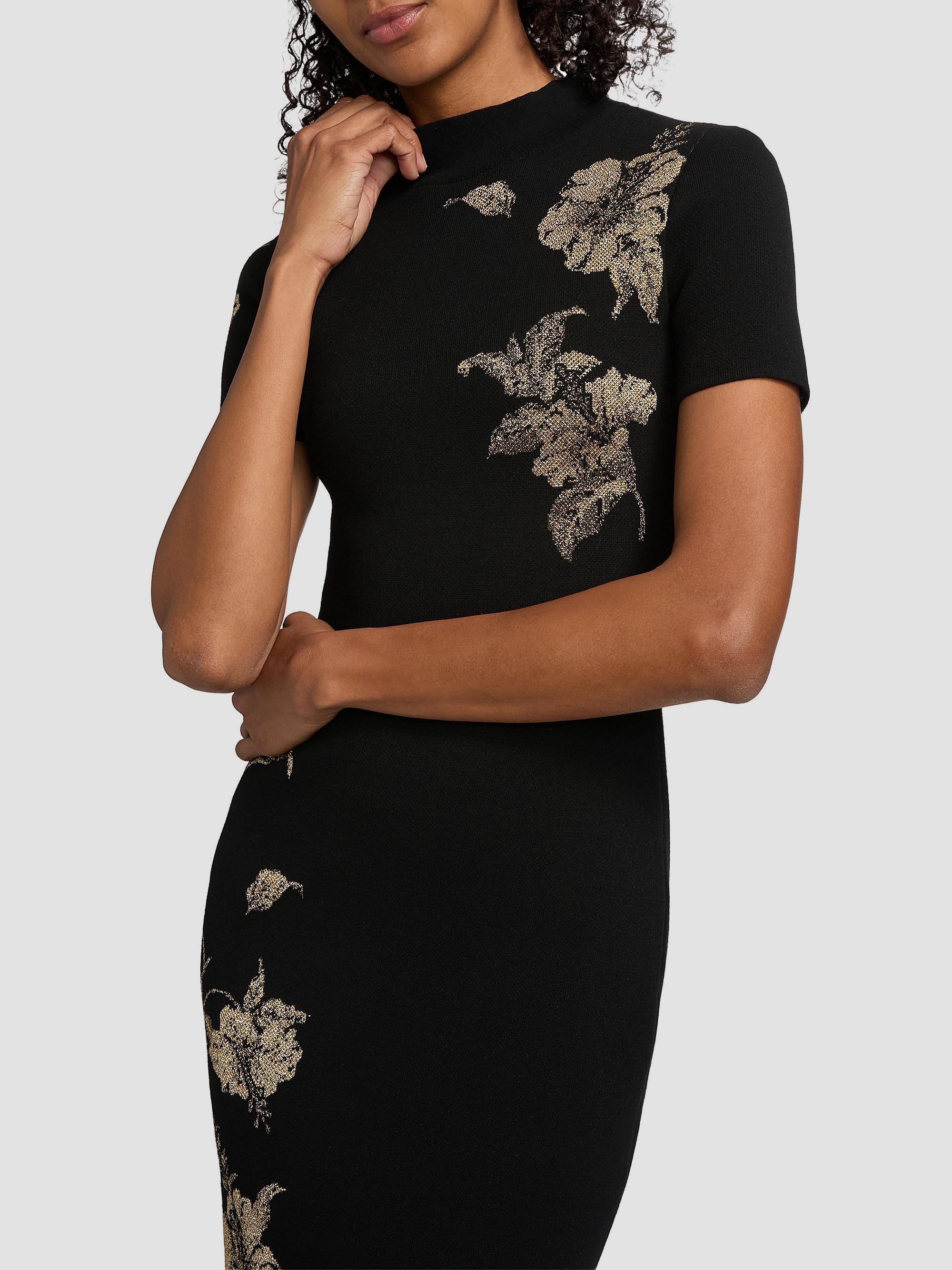 Oscar de la Renta Hibiscus Metallic Jacquard Cocktail Dress | Saks