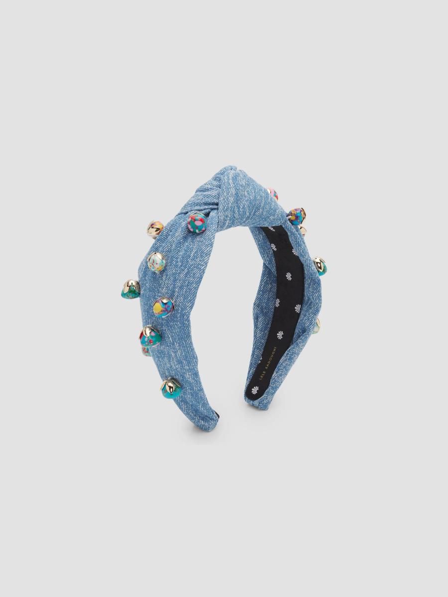 Lele Sadoughi Palm Beach Embellished Knotted Denim Headband  display picture 1
