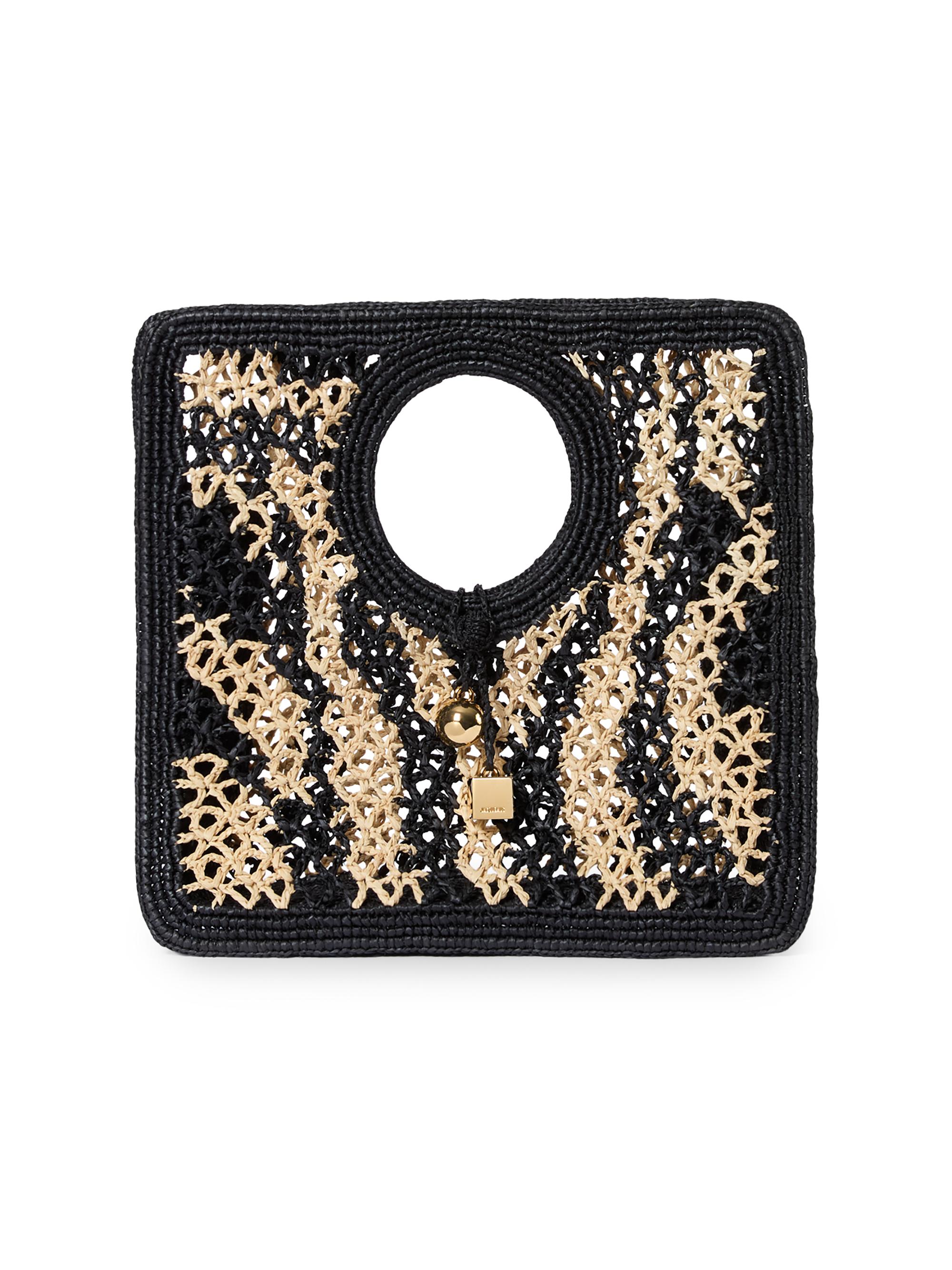 Jacquemus Women's Le Petit Carré Spiaggia Raffia Tote Bag - Natural Black