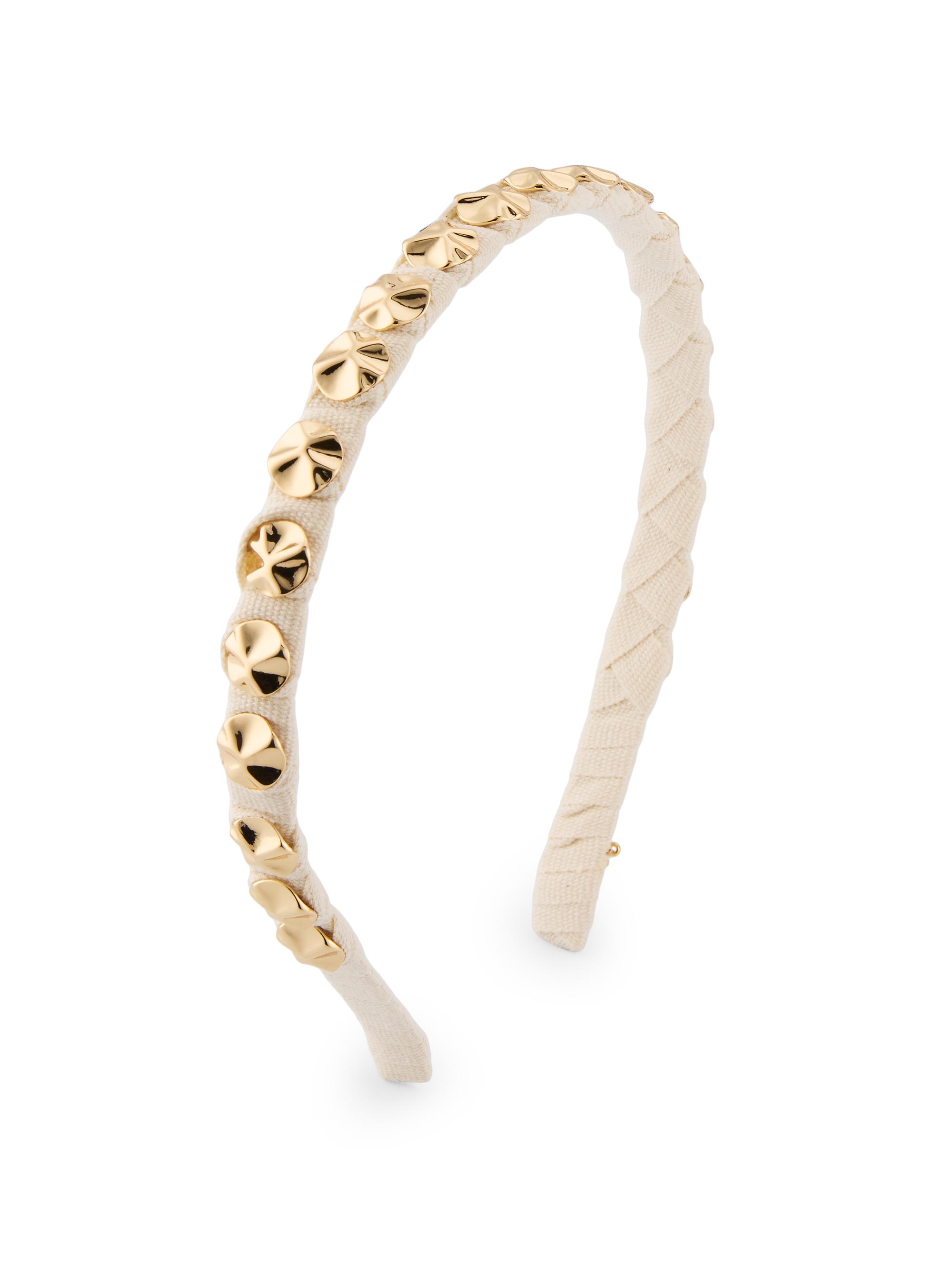 Lele Sadoughi Women's Palm Beach Socialite 14K-Gold-Plated Studded Ribbon Headband - Natural Gold
