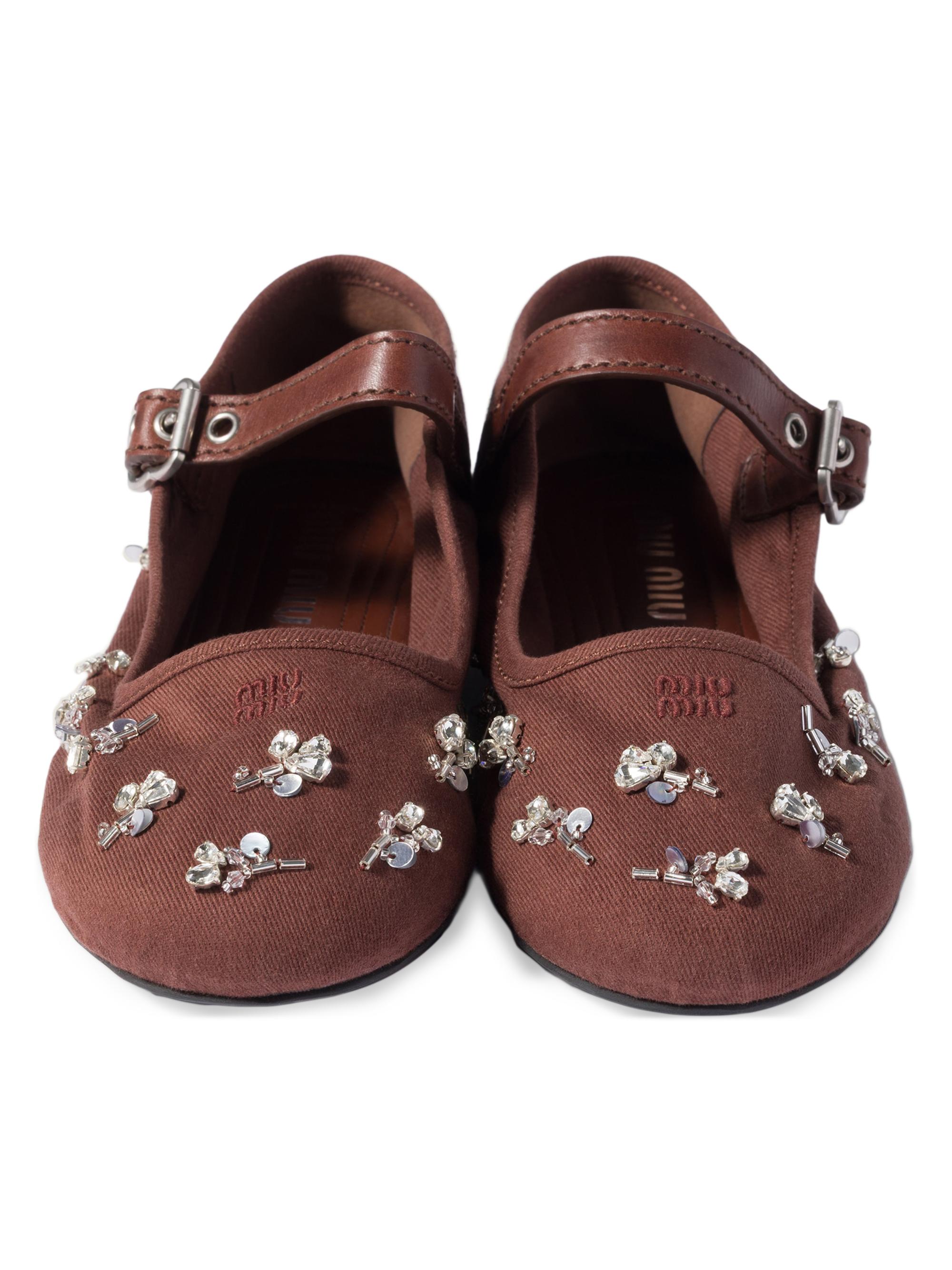 Miu Miu Embroidered Drill Ballerinas | Saks Fifth Avenue