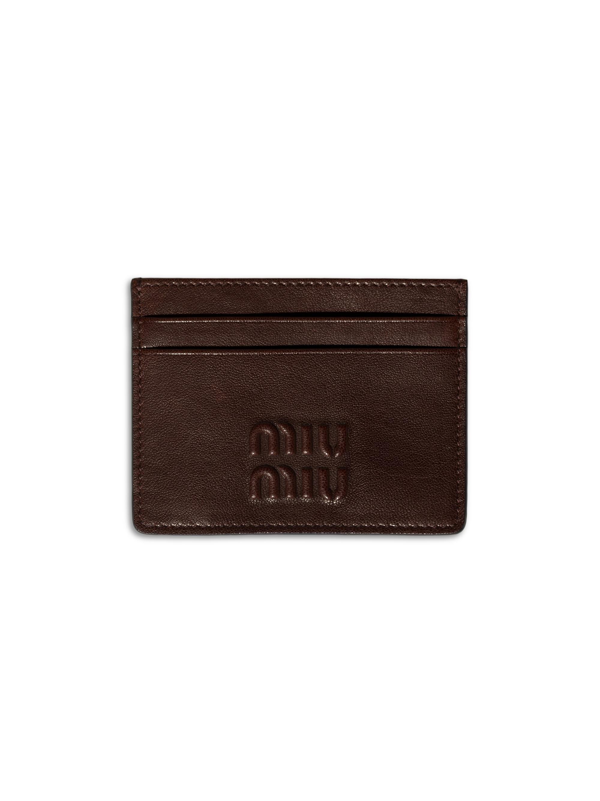 Miu Miu Women's Nappa Leather Card Holder - Dark Brown