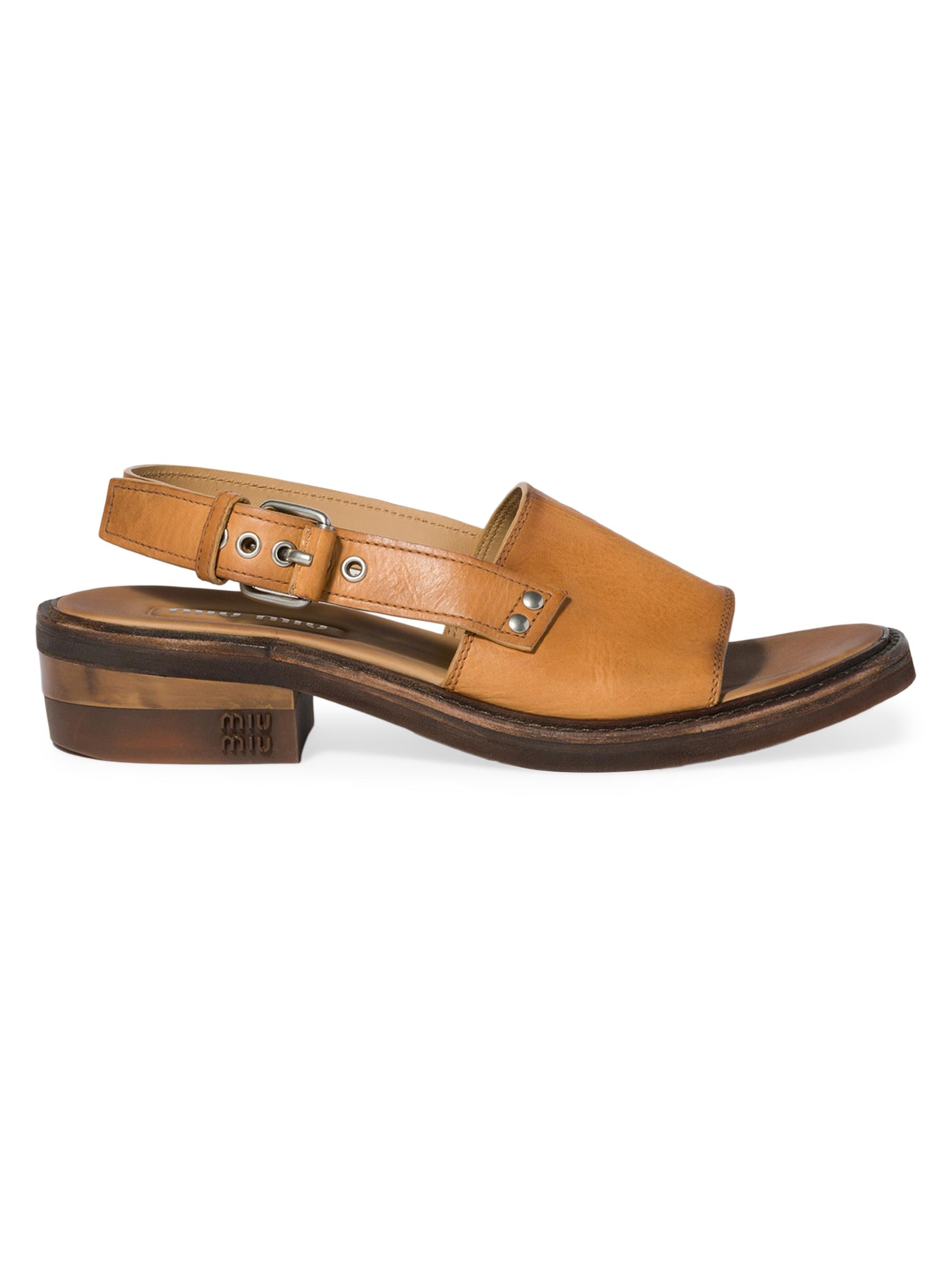 Miu Miu Women's Leather Sandals - Brown