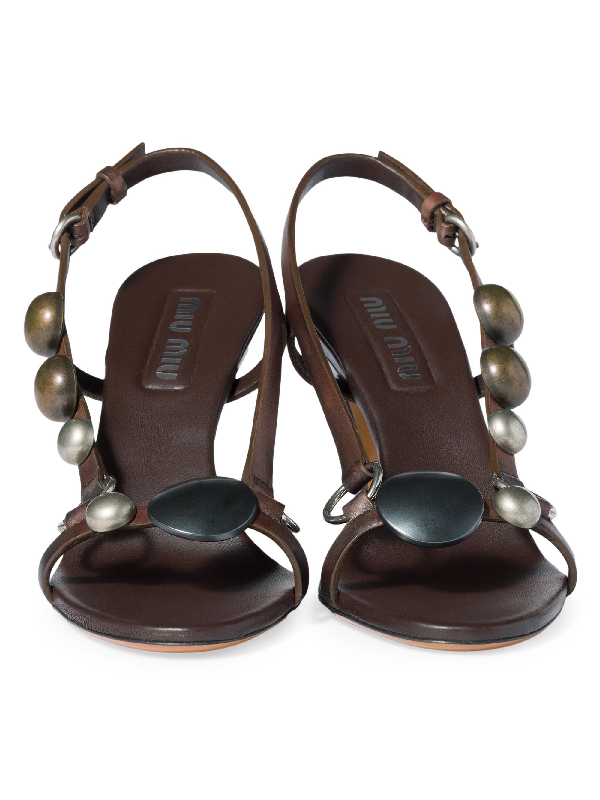 Miu Miu Leather Sandals | Saks Fifth Avenue