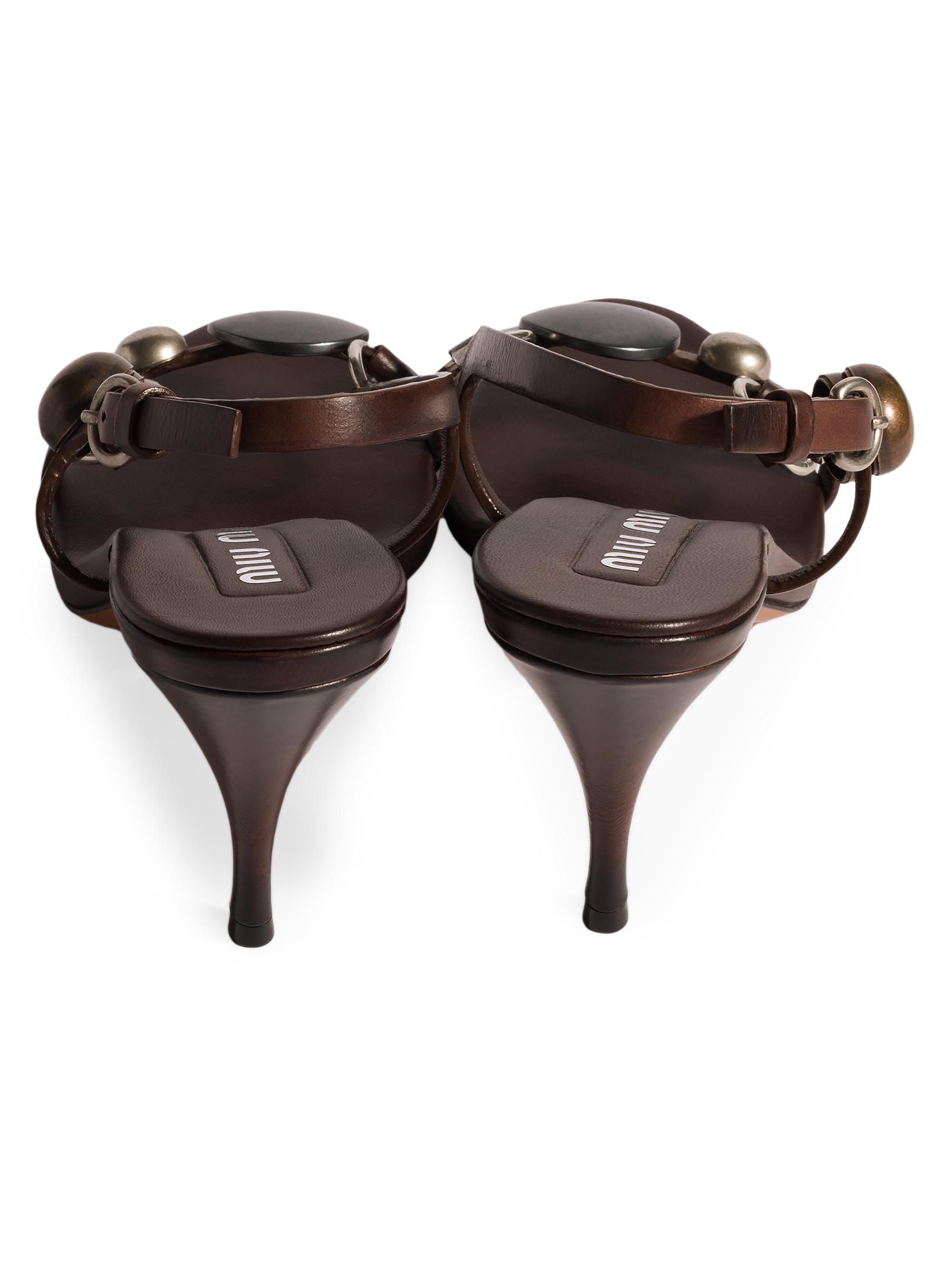 miu miu ミュール Miu Miu Leather Sandals | Saks Fifth Avenue