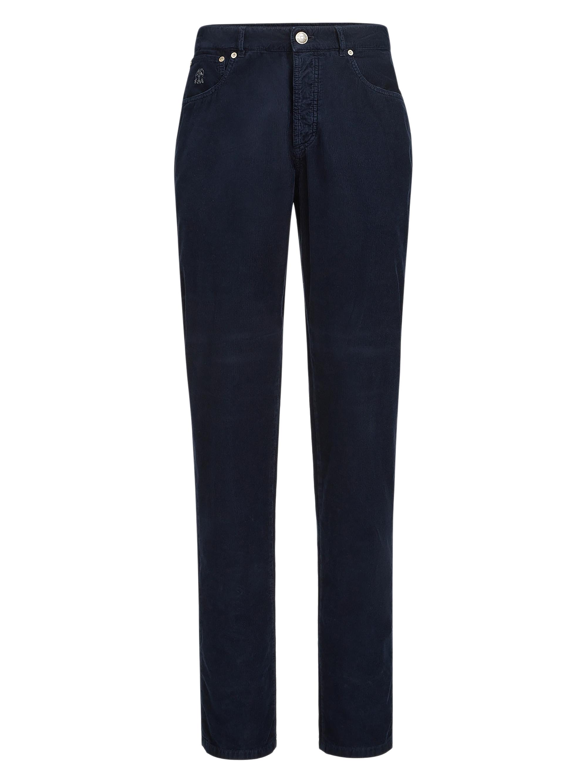 Brunello Cucinelli Men's Garment Dyed Five Pocket Italian Fit Trousers - Navy Blue