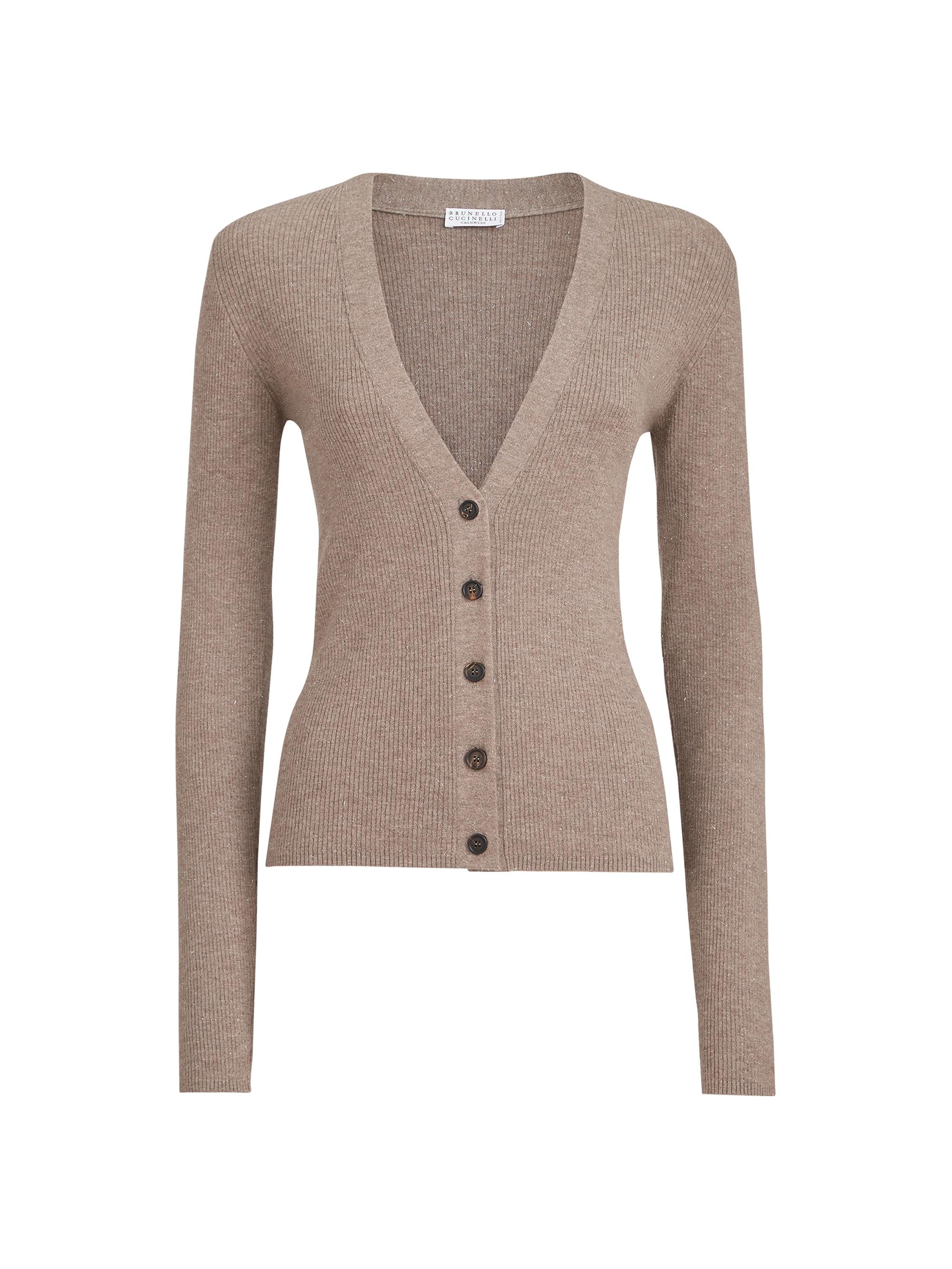 Brunello Cucinelli Women's Sparkling Cashmere Lightweight Rib Cardigan - Light Brown