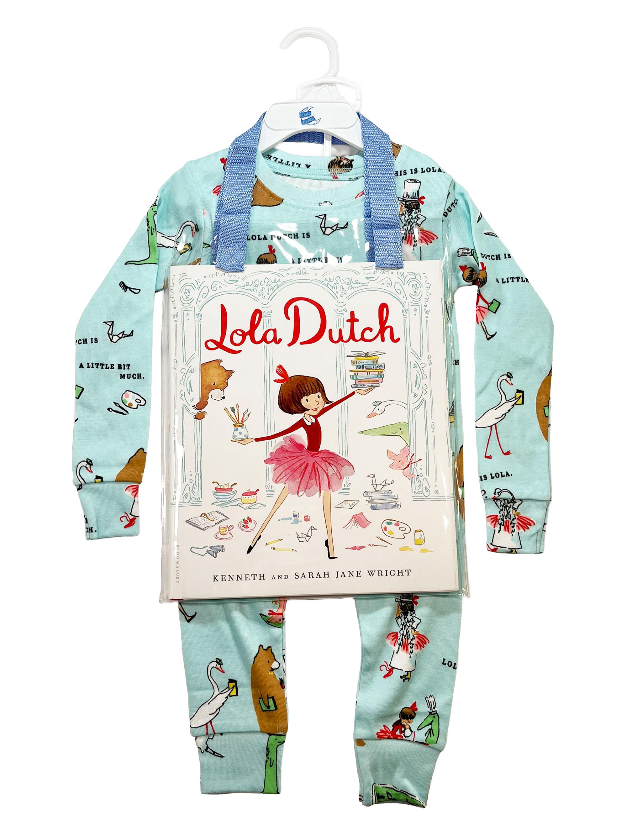Books To Bed Little Girl's & Girl's Lola Dutch Printed Cotton Pajamas & Book Set - Turquoise