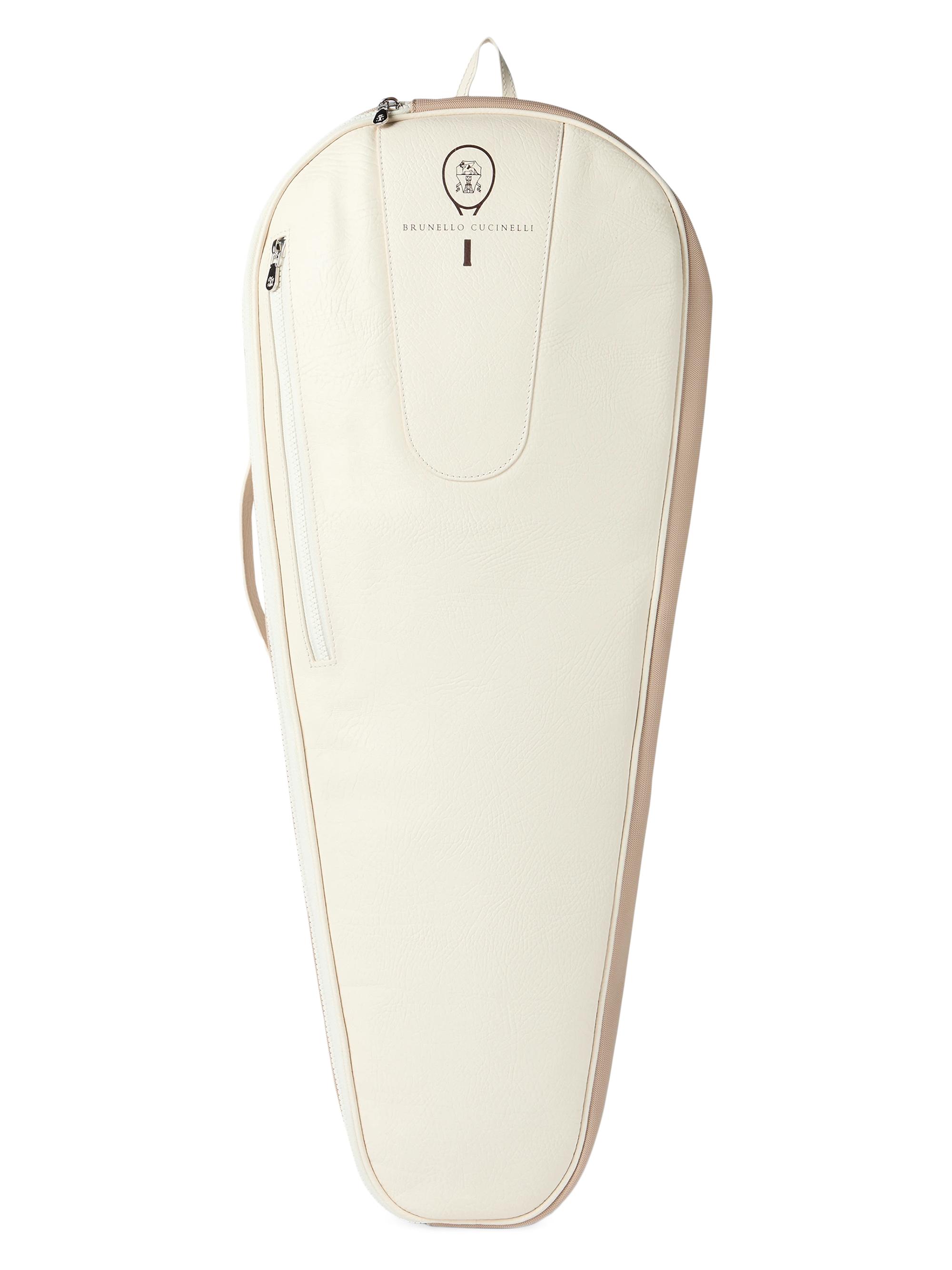 Brunello Cucinelli Grained Leather Tennis Racket Cover - Chalk