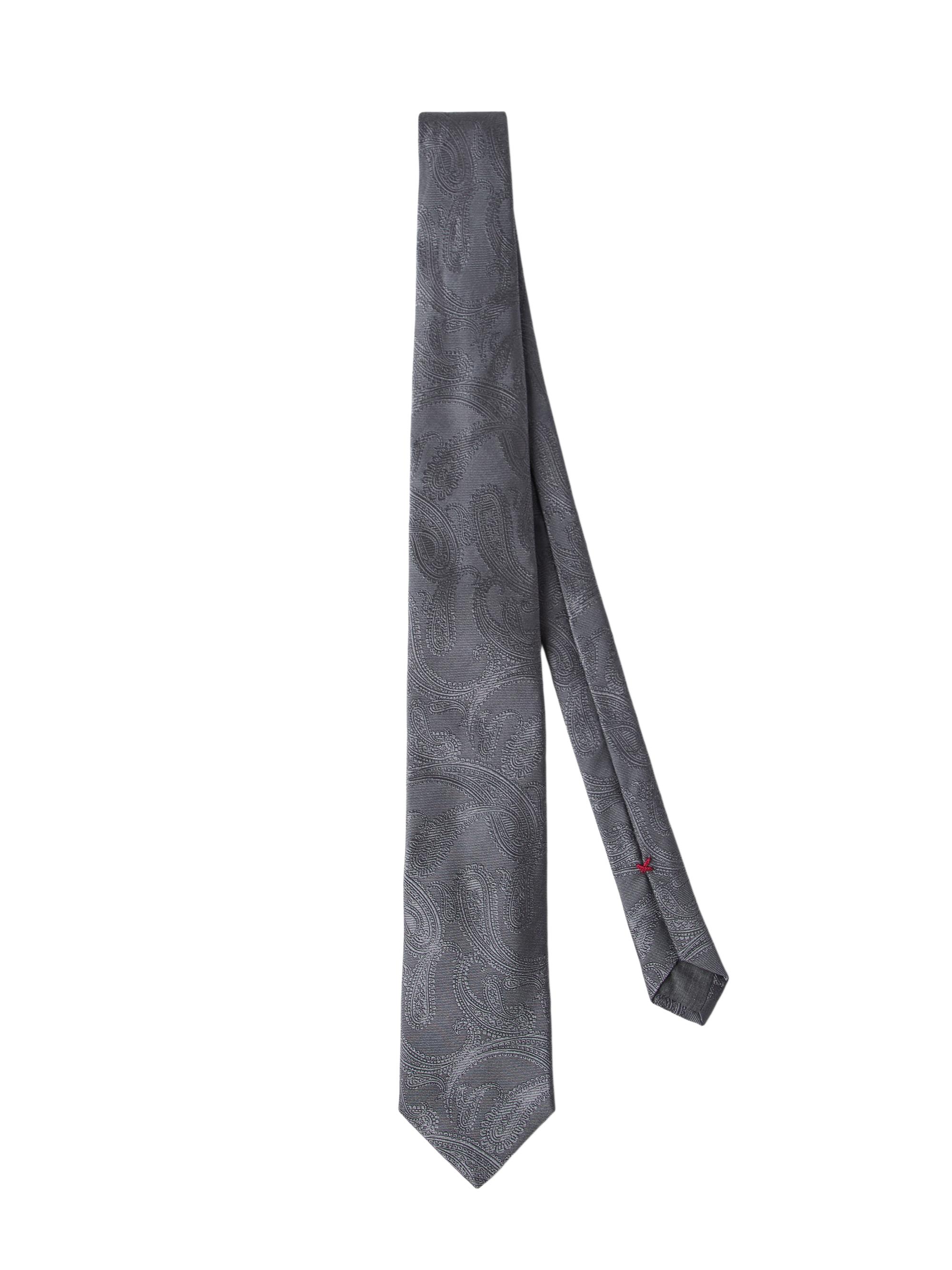 Brunello Cucinelli Men's Paisley Silk Tie - Dark Grey