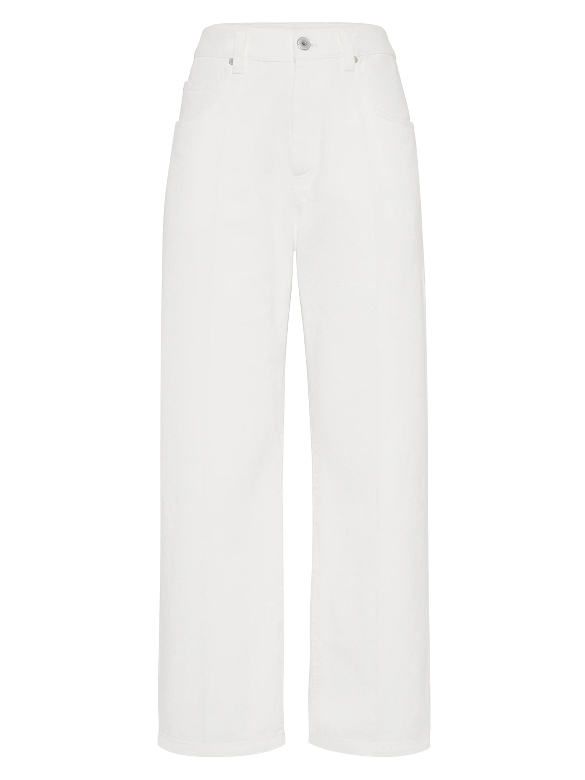 Brunello Cucinelli Women's Dyed Denim Contemporary Square Trousers with Monili -