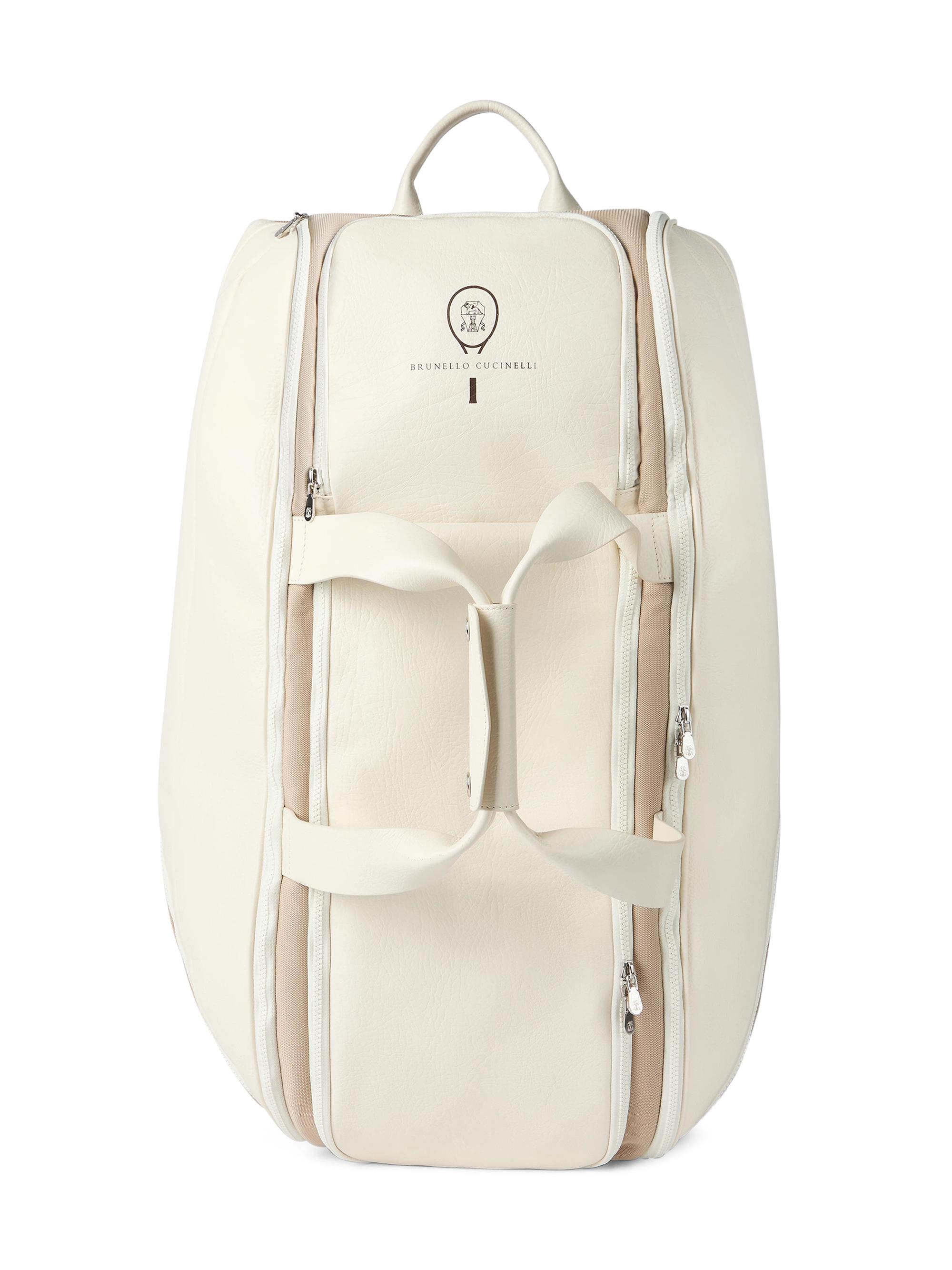 Brunello Cucinelli Men's Grained Leather Tennis Bag - Chalk