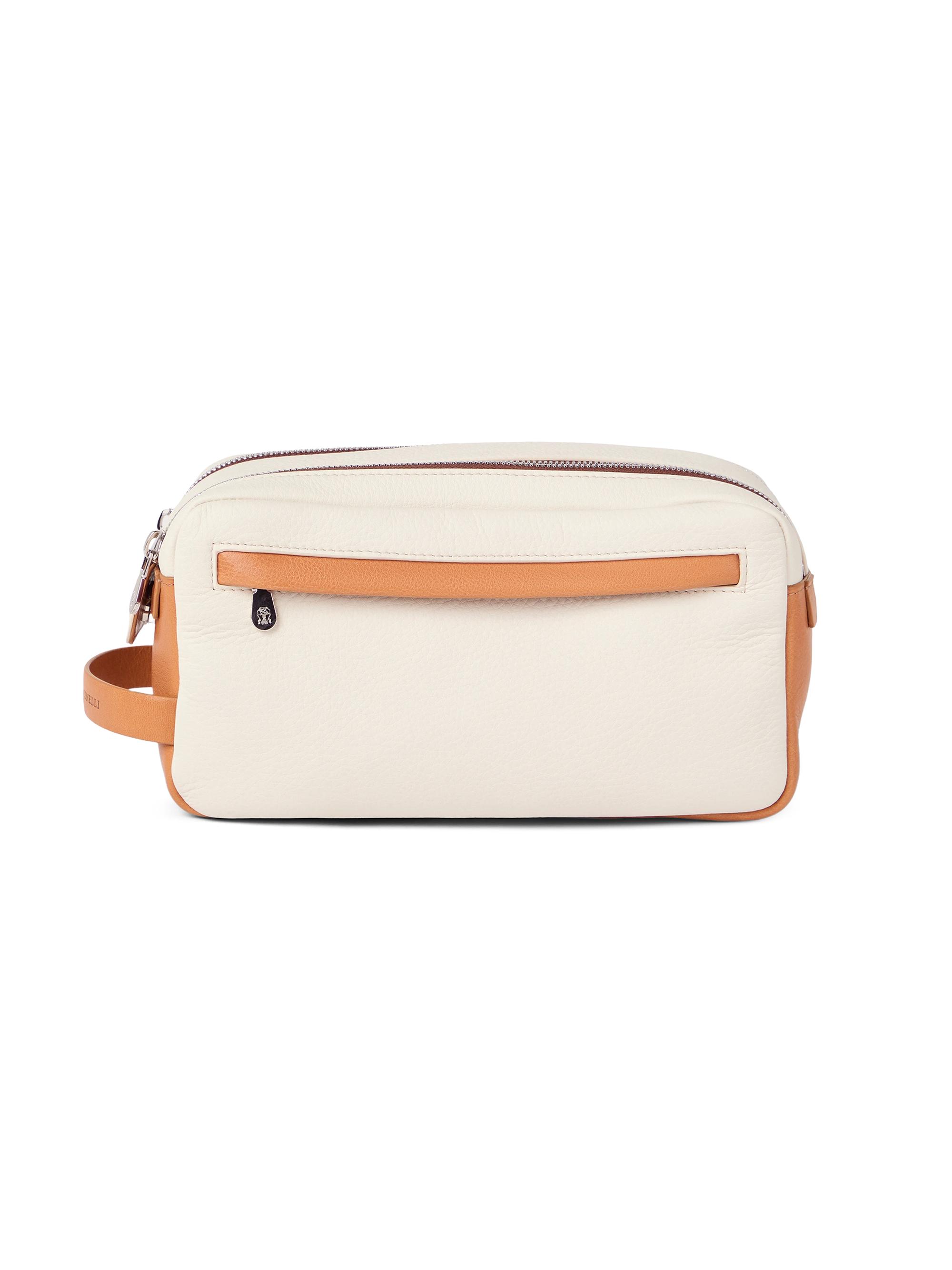 Brunello Cucinelli Cowhide Beauty Case with Double Zipper - Off White