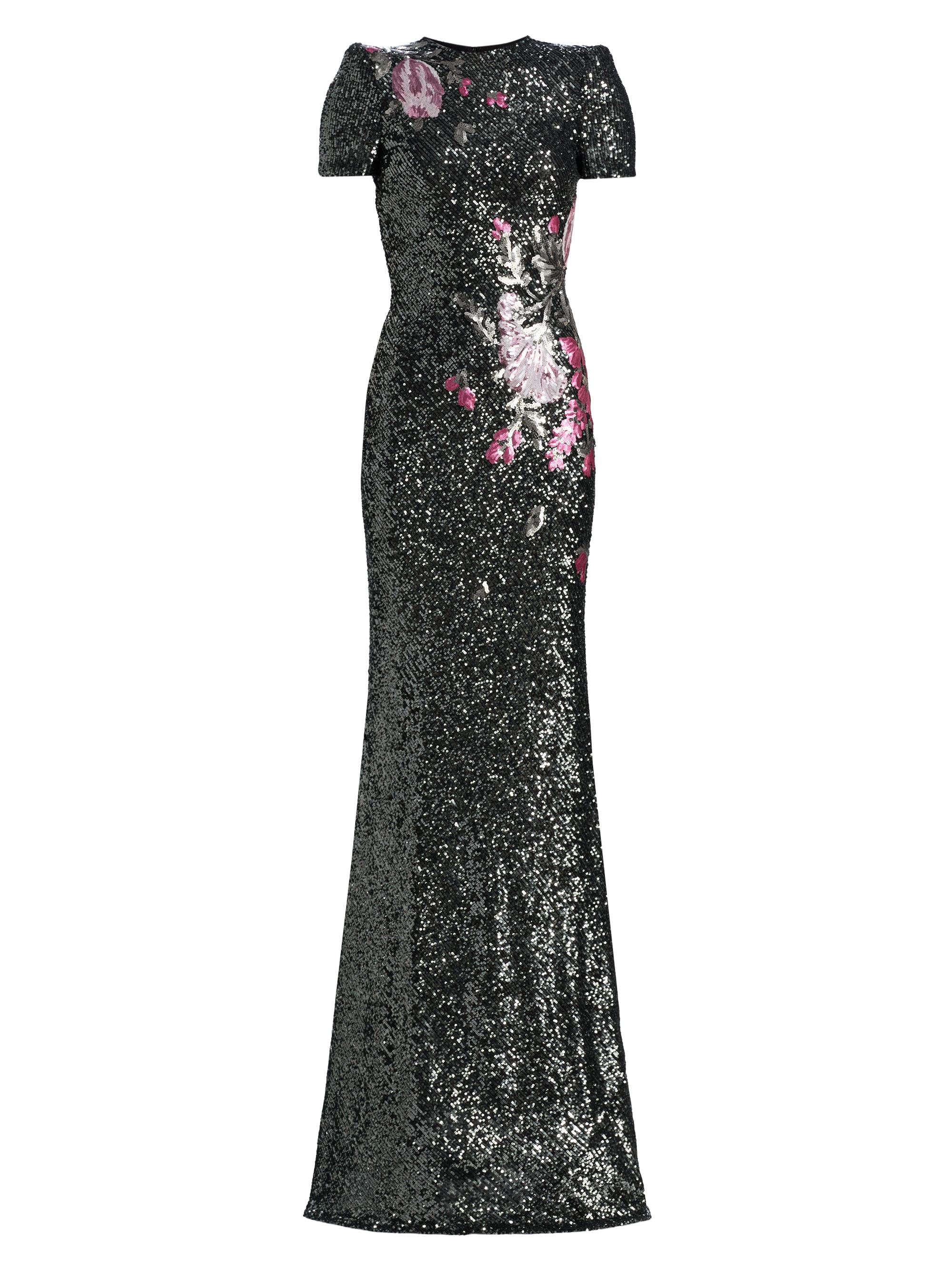 Naeem Khan Women's Floral-Sequined Mermaid Gown - Gunmetal Multi