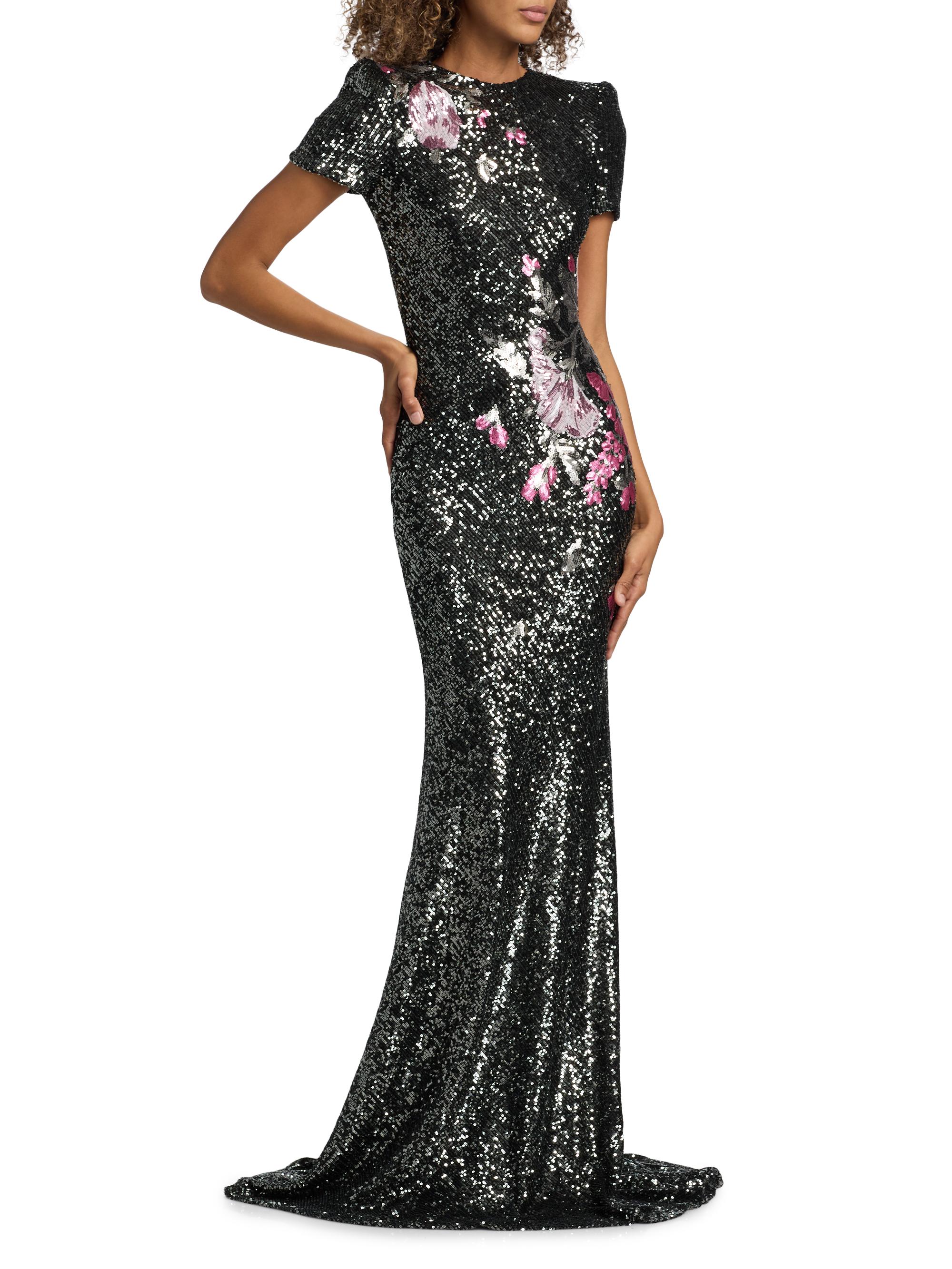 Naeem Khan Women's Floral-Sequined Mermaid Gown - Gunmetal Multi | Thumbnail 2