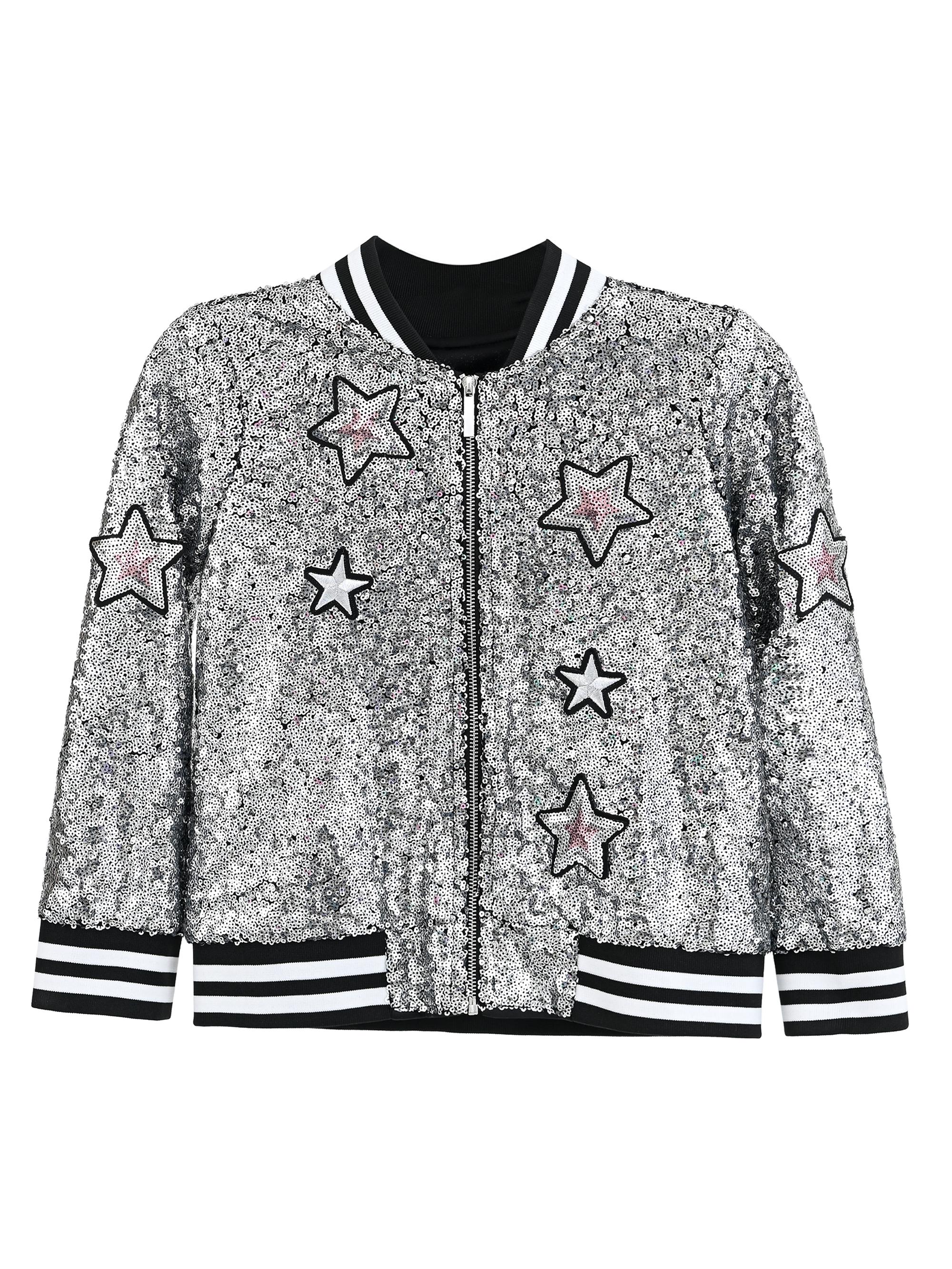 Mimi Tutu Little Girl's & Girl's Sequin Star Jacket - Silver