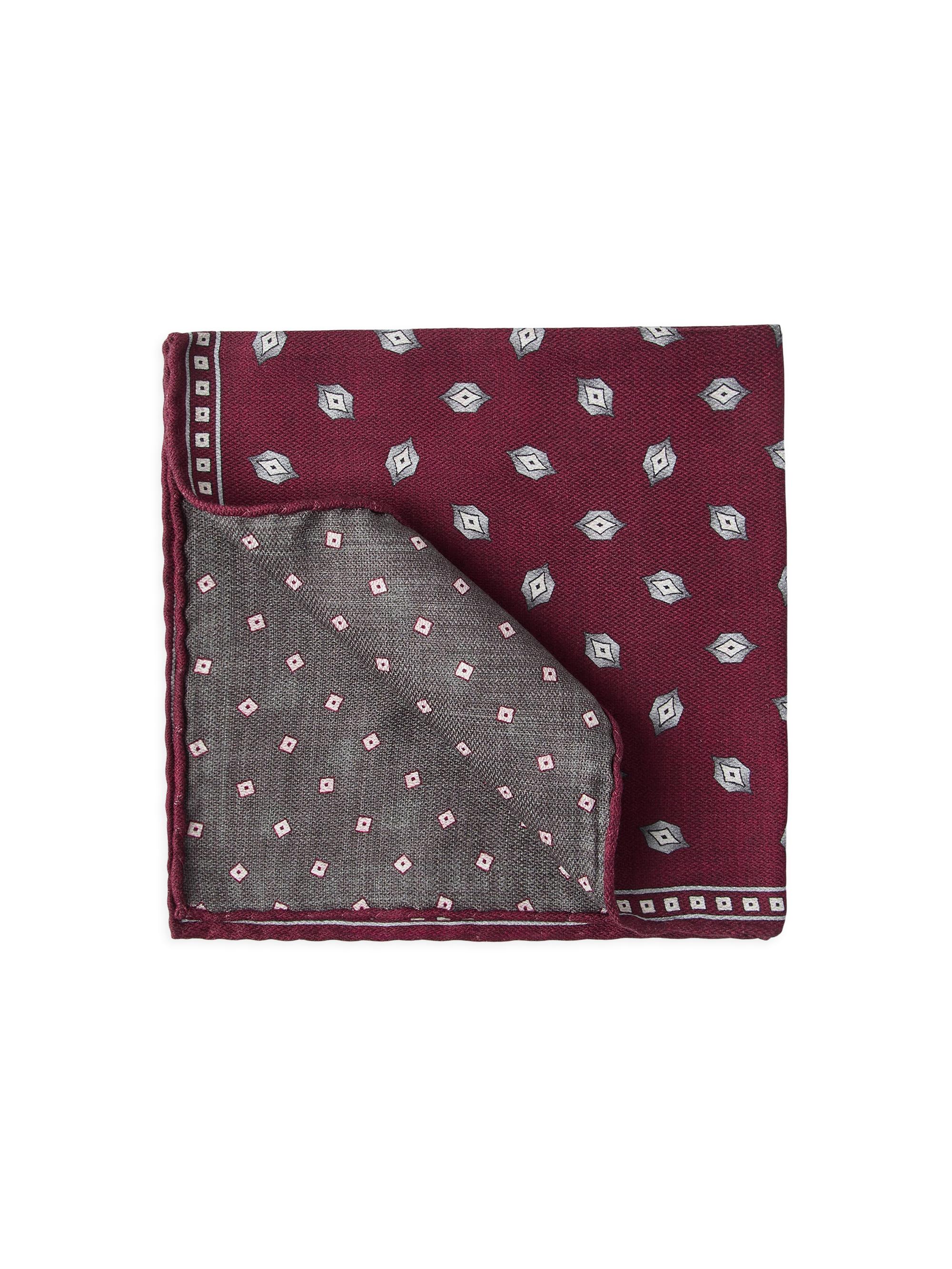 Brunello Cucinelli Men's Silk Pocket Square with Diamond Design - Red