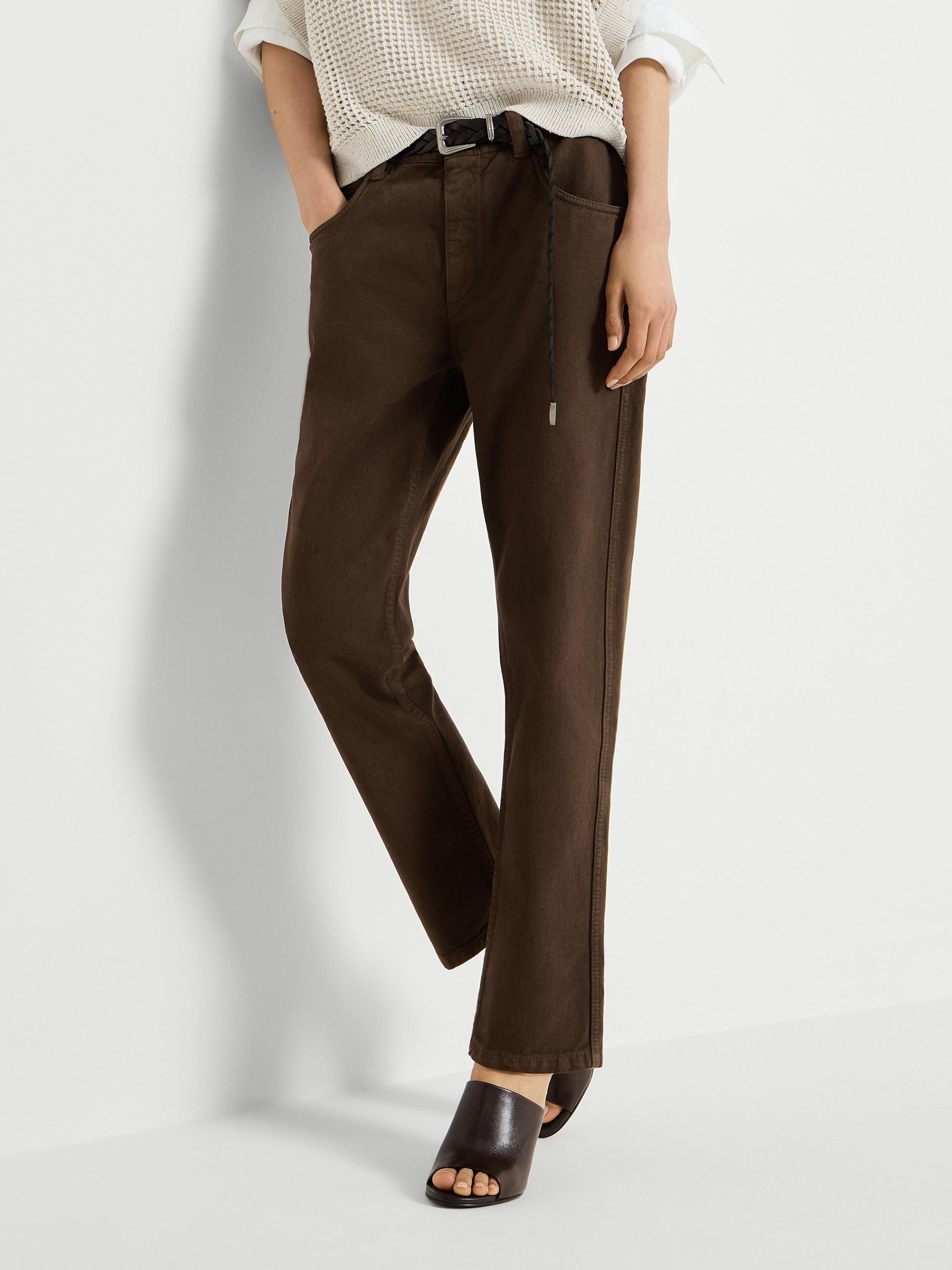 Brunello Cucinelli Dyed Denim Five Pocket Straight Jeans with