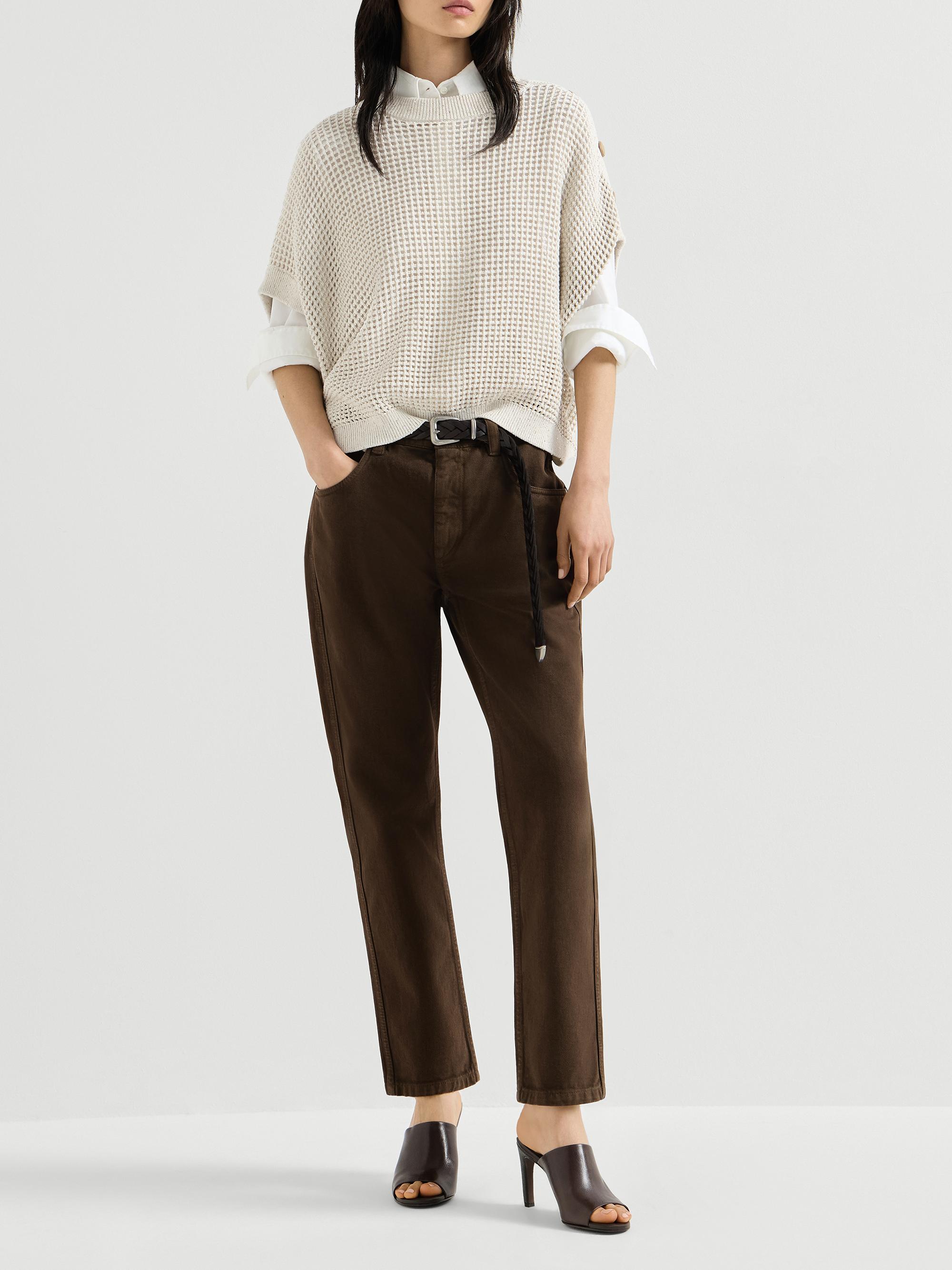 Brunello Cucinelli Dyed Denim Five Pocket Straight Jeans with
