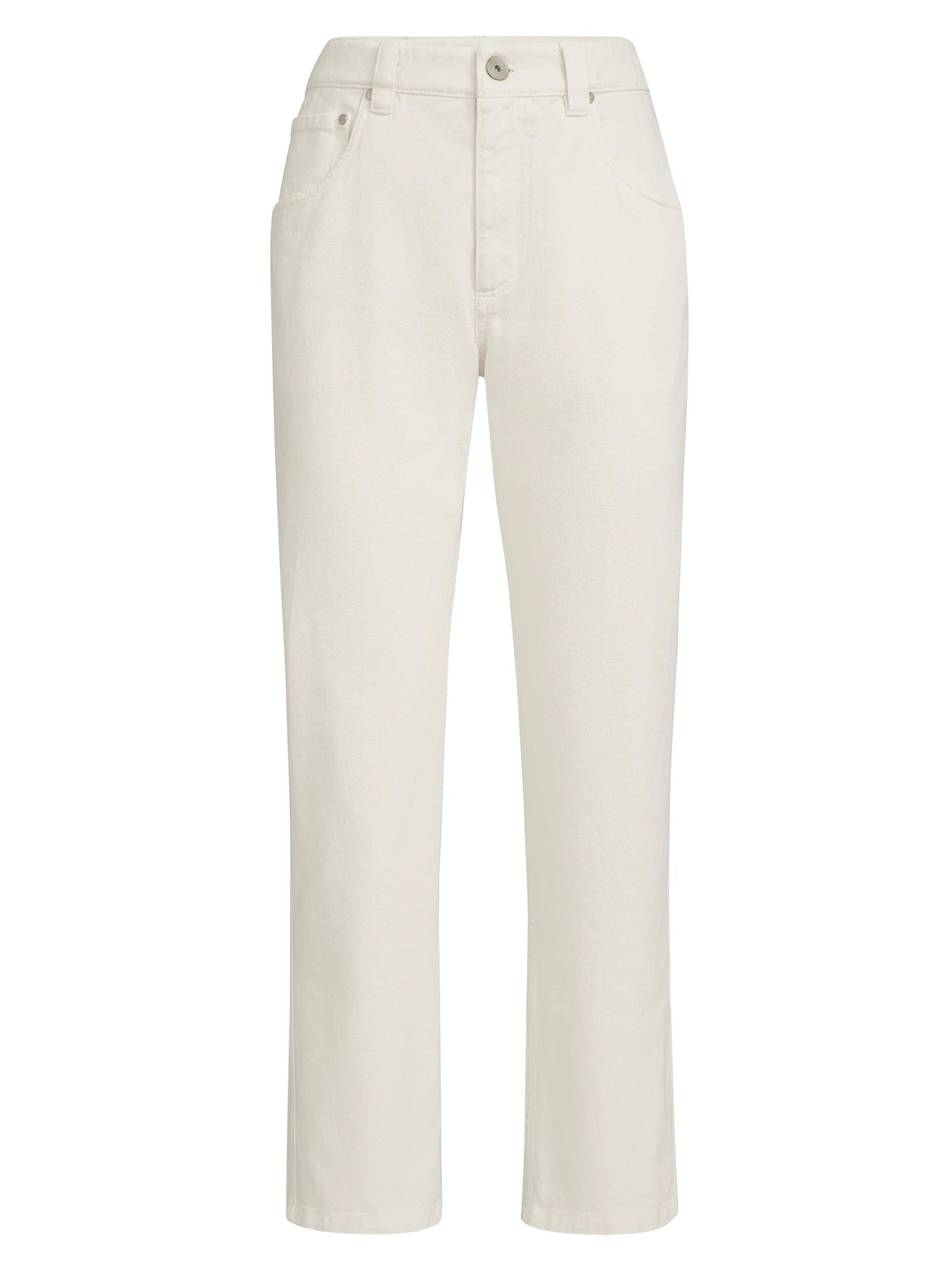 Brunello Cucinelli Women's Dyed Denim Five Pocket Straight Jeans with Shiny Bartack - Panama | Thumbnail 7