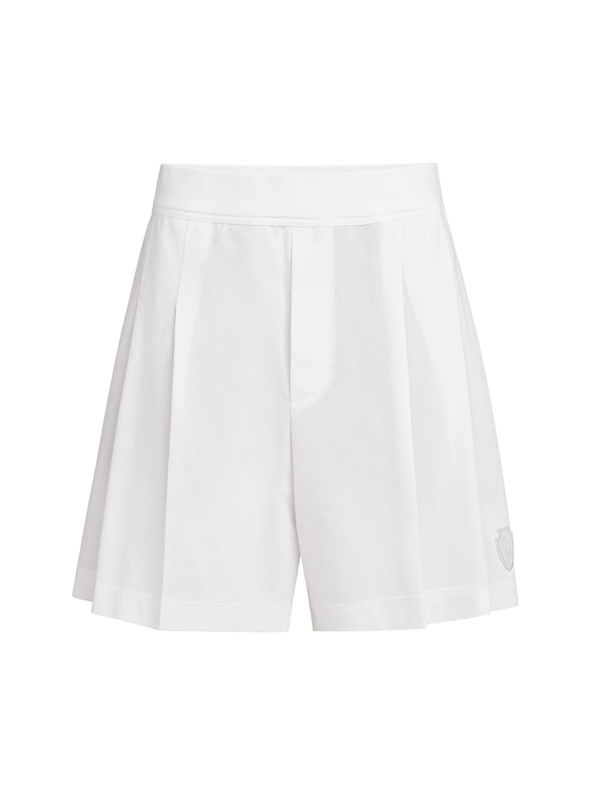 Brunello Cucinelli Women's Stretch Cotton Piqué Active Shorts with Logo - White
