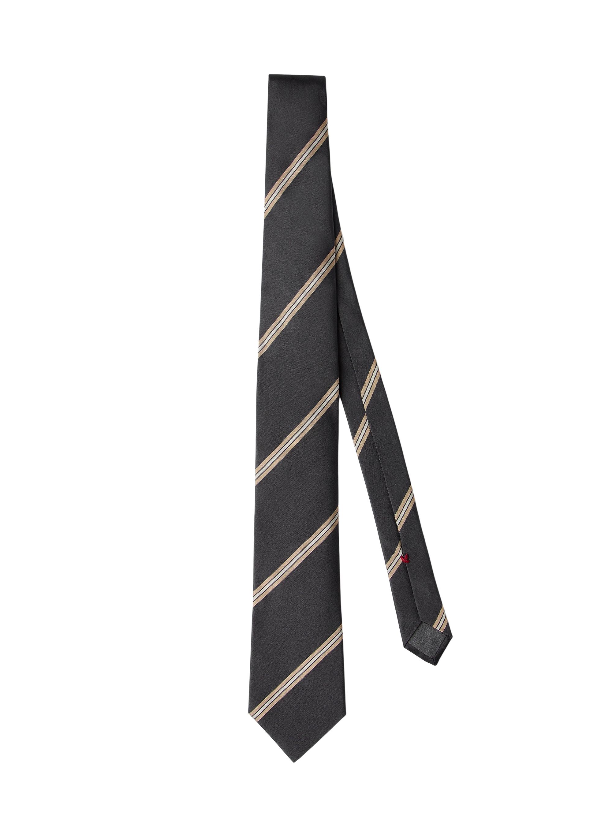 Brunello Cucinelli Men's Regimental Stripe Silk Tie - Anthracite