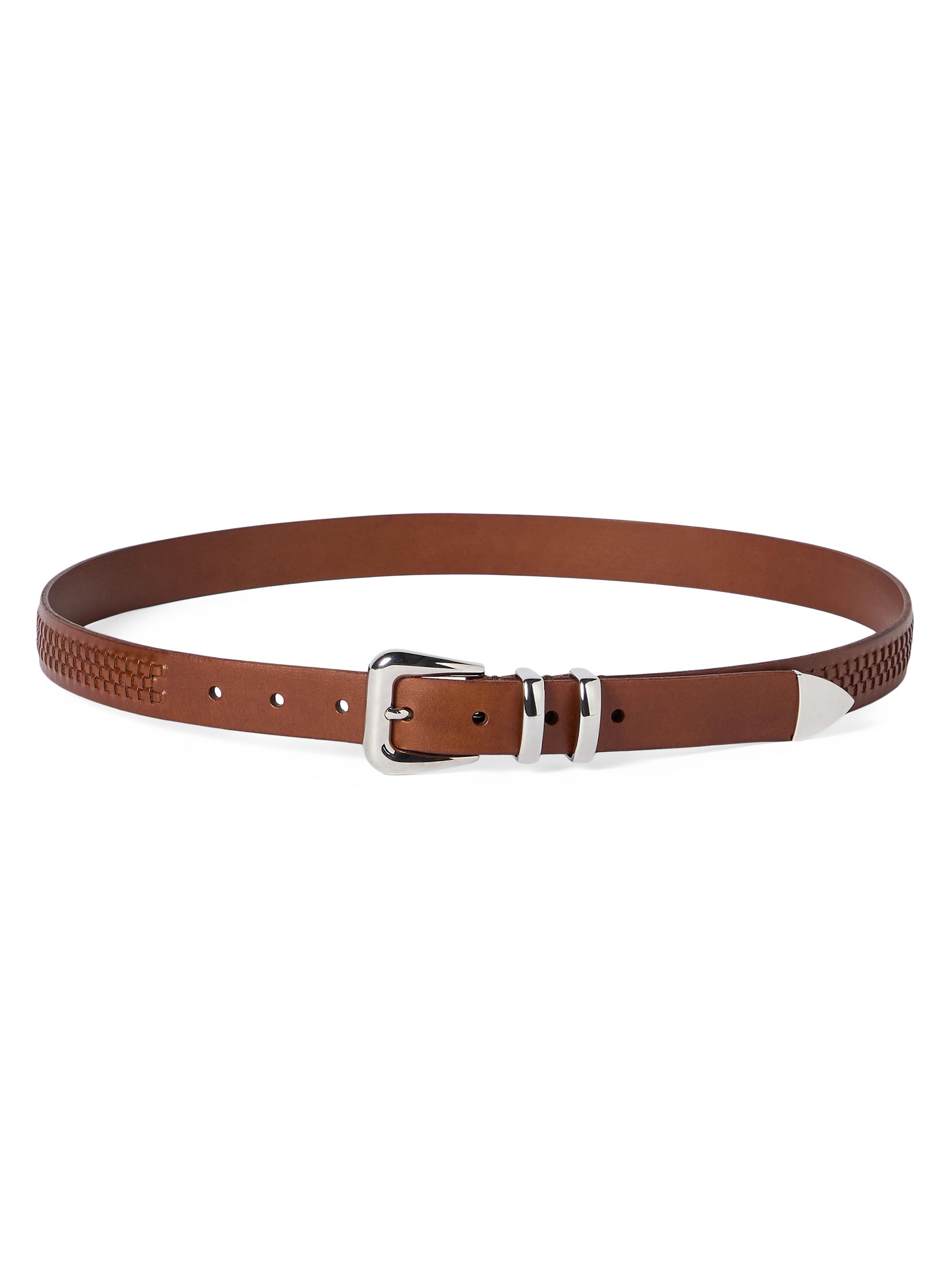 Brunello Cucinelli Men's Calfskin Belt with Braided Decoration - Brown