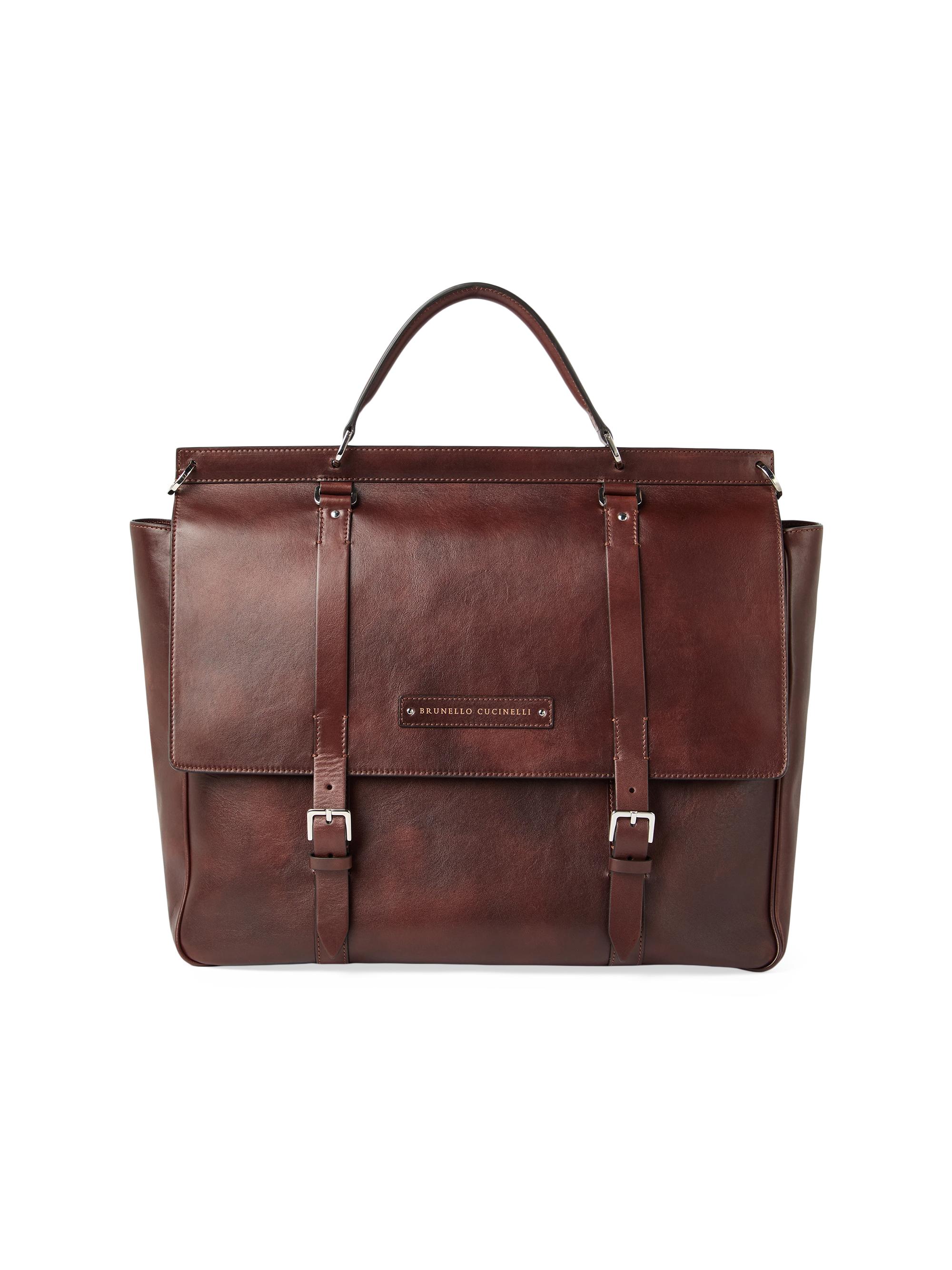 Brunello Cucinelli Men's Calfskin Casual Briefcase - Burgundy