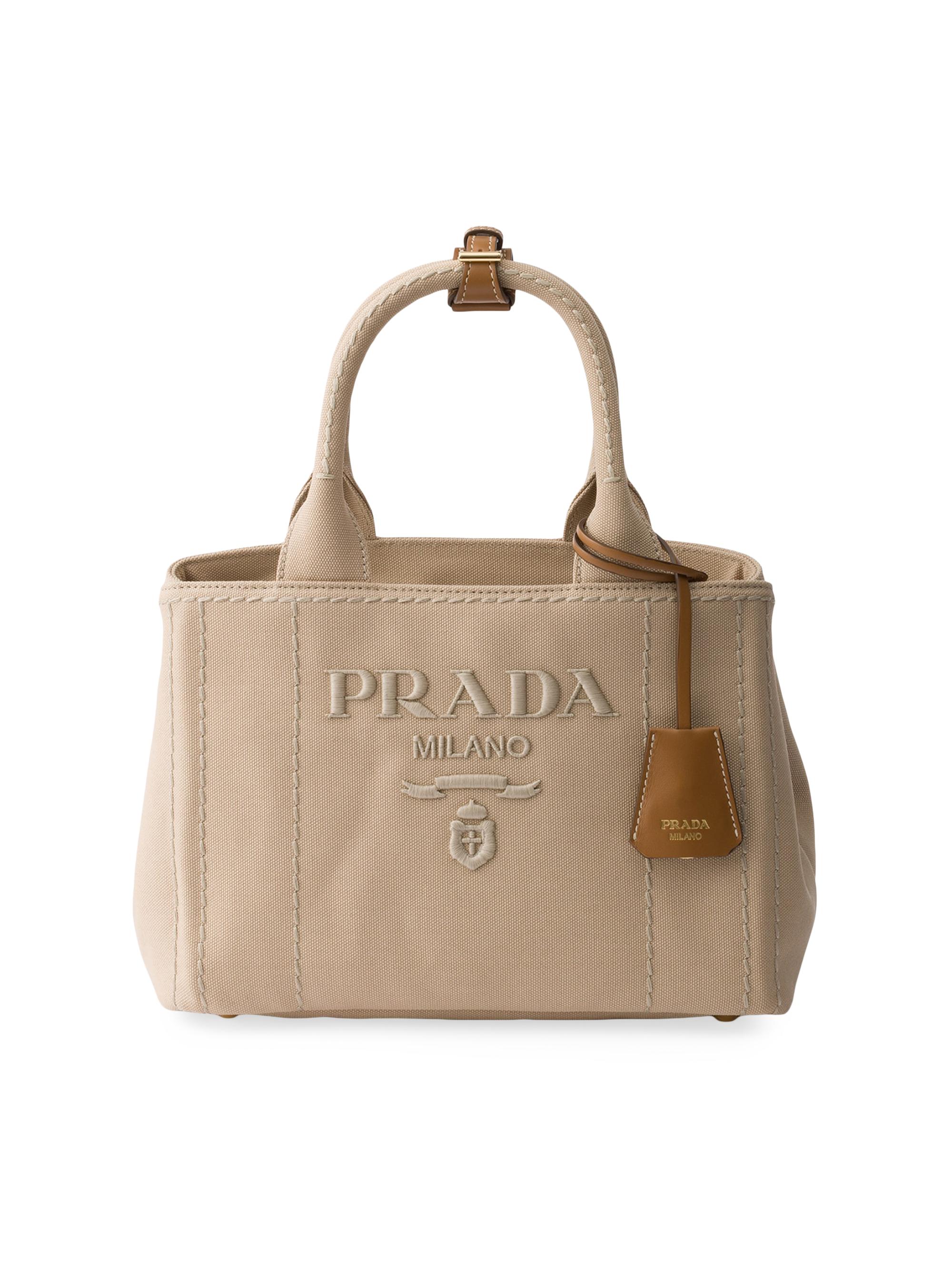 Prada Jardinière Small Cotton Canvas Top Handle Bag | Saks Fifth