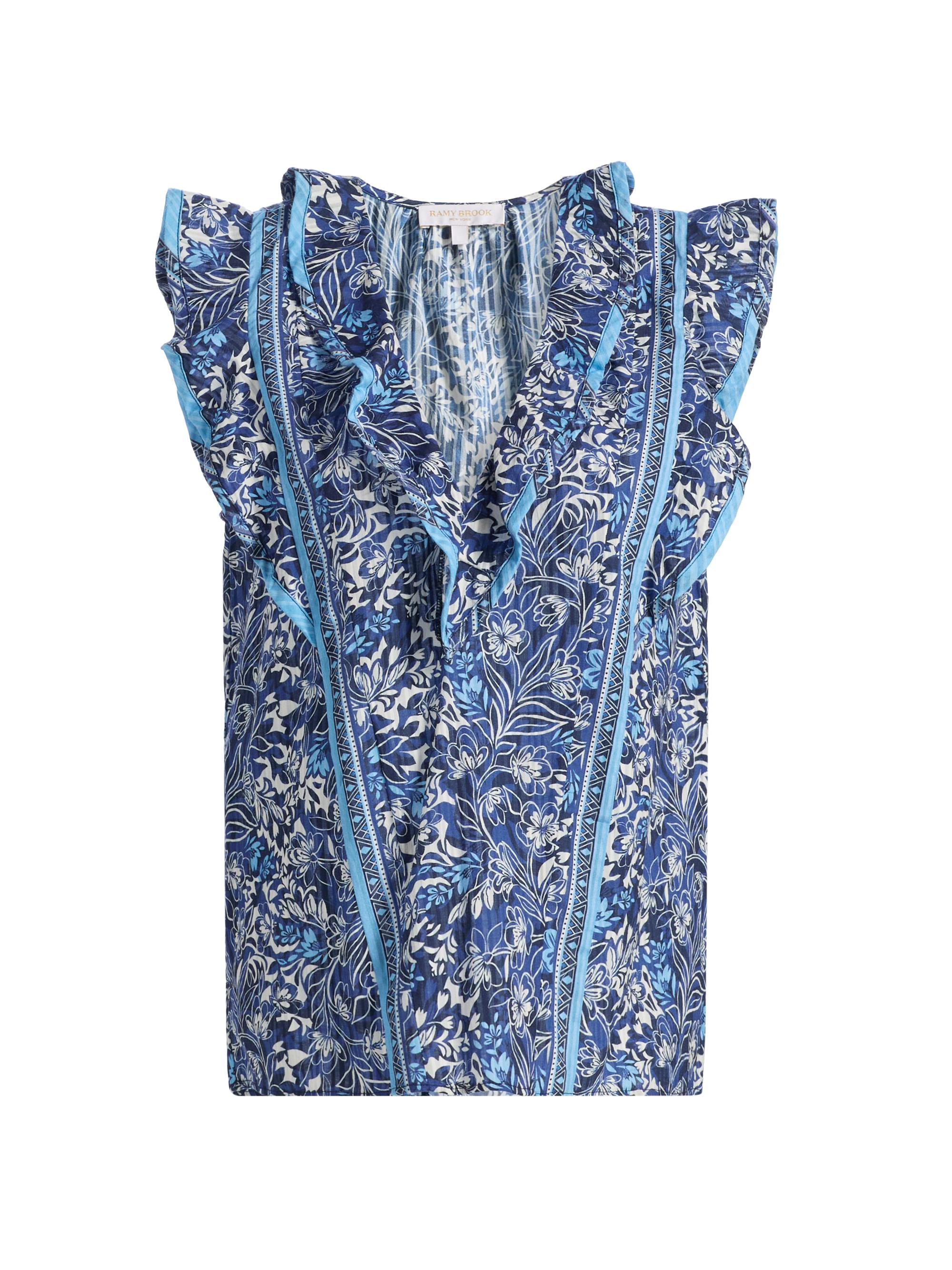 Ramy Brook Women's Samson Printed Cotton Top - Navy Floral | Thumbnail 8