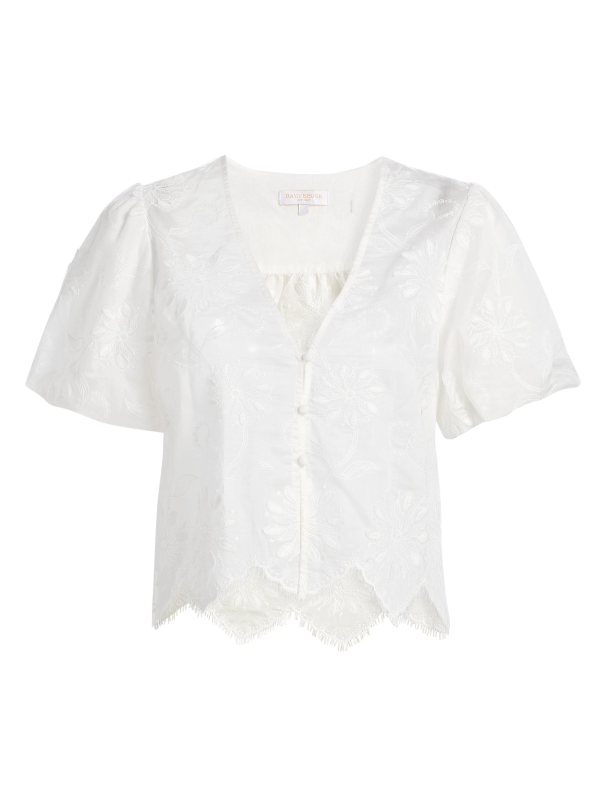 Ramy Brook Women's Chrissie Floral Embroidered Organza Crop Top -  Organza | Thumbnail 8