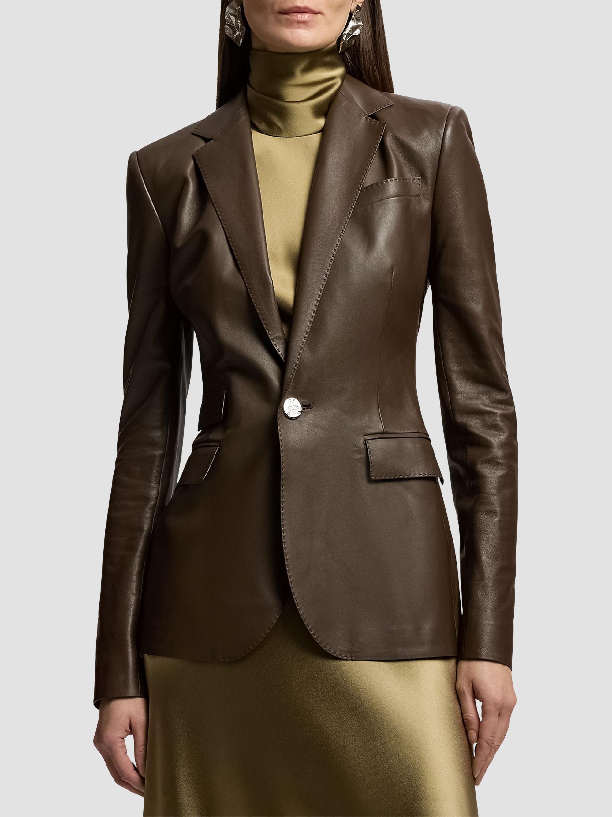 Ralph Lauren Collection Women's Parker Leather Blazer - Sycamore | Thumbnail 2