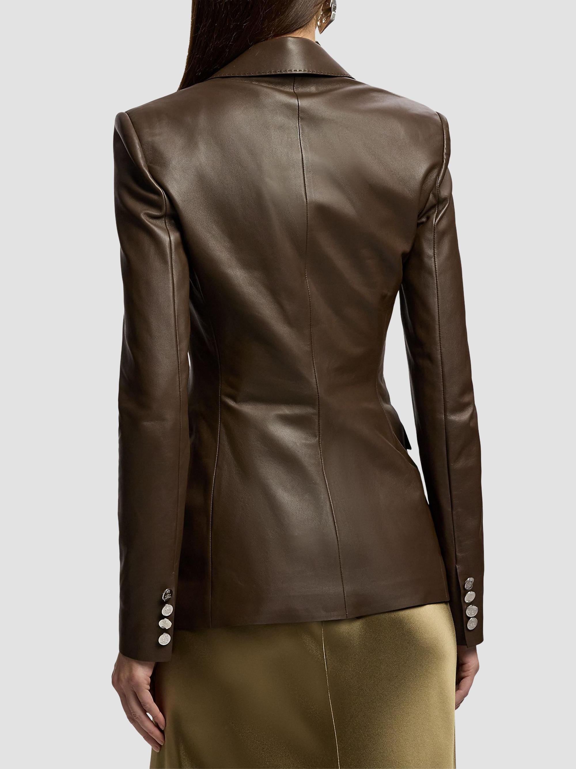 Ralph Lauren Collection Women's Parker Leather Blazer - Sycamore | Thumbnail 3